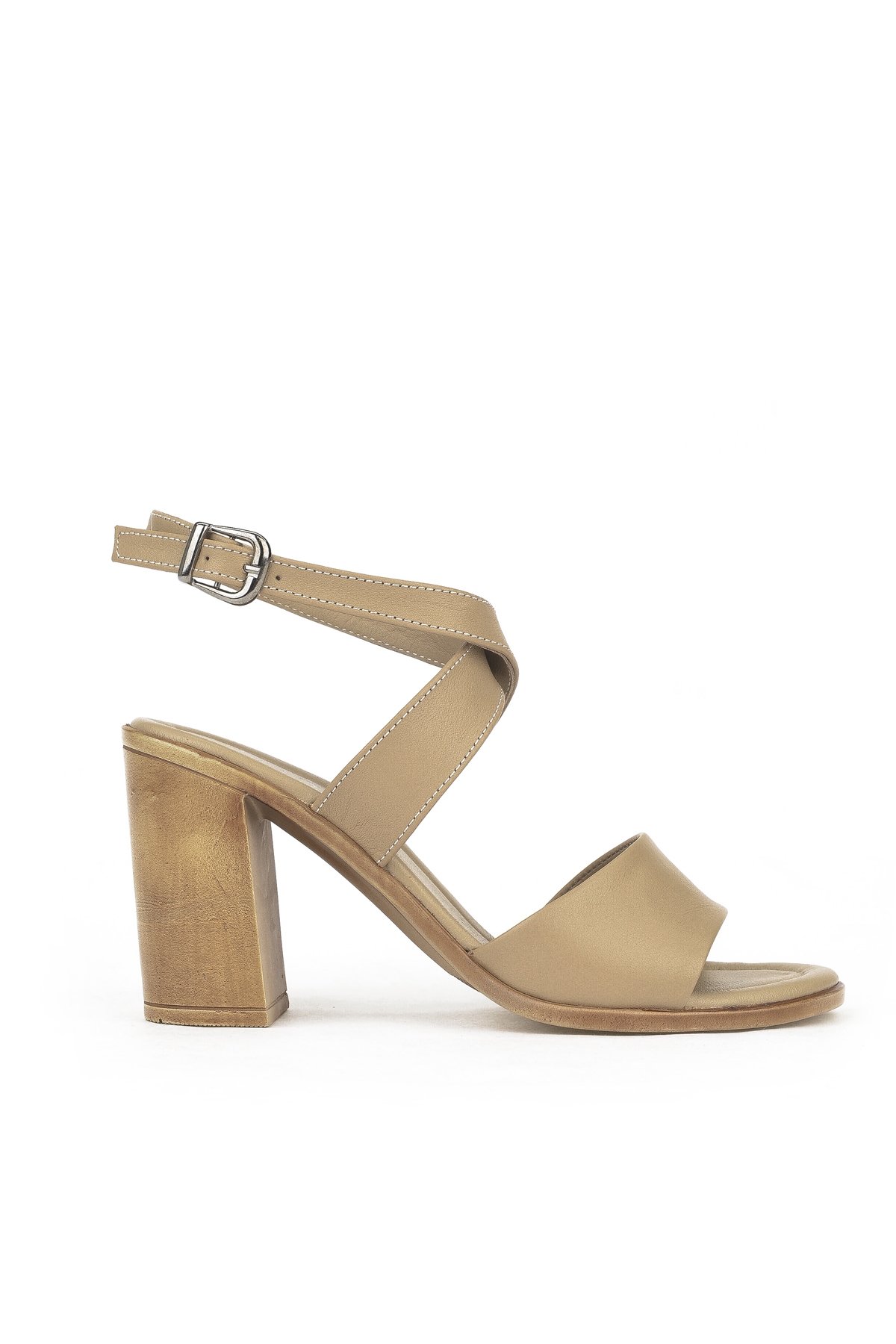 Kadın Hakiki Deri Topuklu Sandalet 1411020Z1708 Bej - Görsel 2