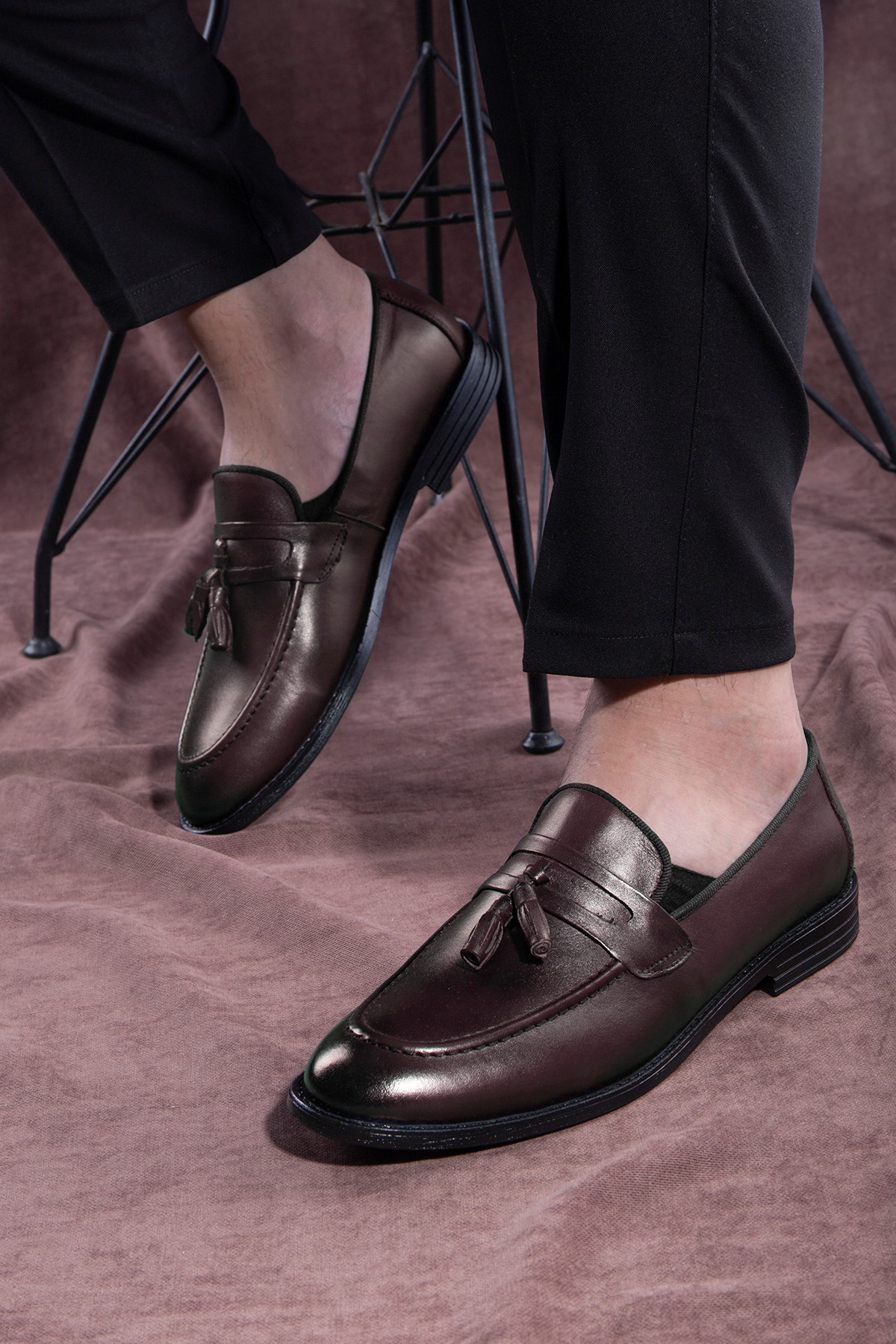 Quaste Hakiki Deri Erkek Klasik Ayakkabı, Loafer Klasik Ayakkabı, Makosen Ayakkabı - Görsel 2