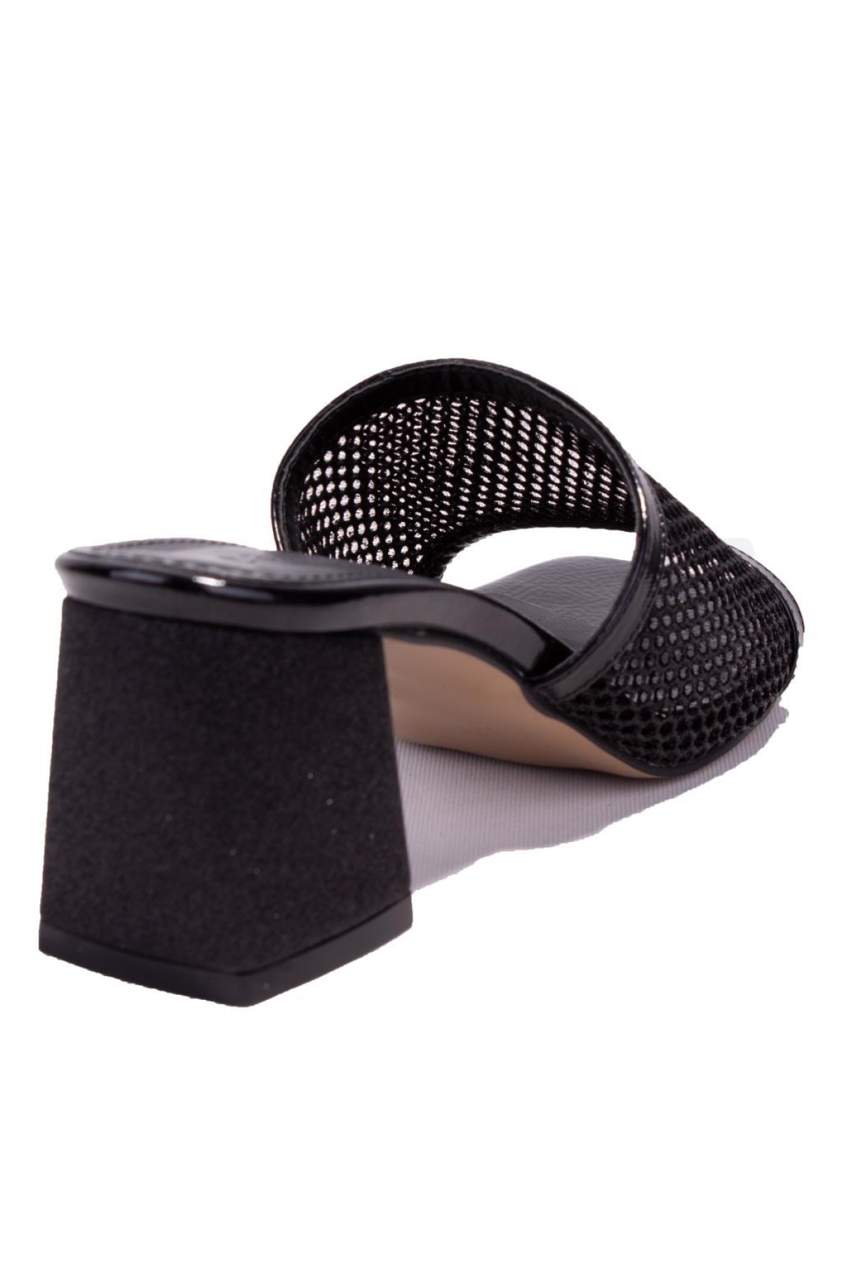 DZA07-1221106 Siyah Rugan Klasik Topuklu Kadın Terlik - Görsel 5