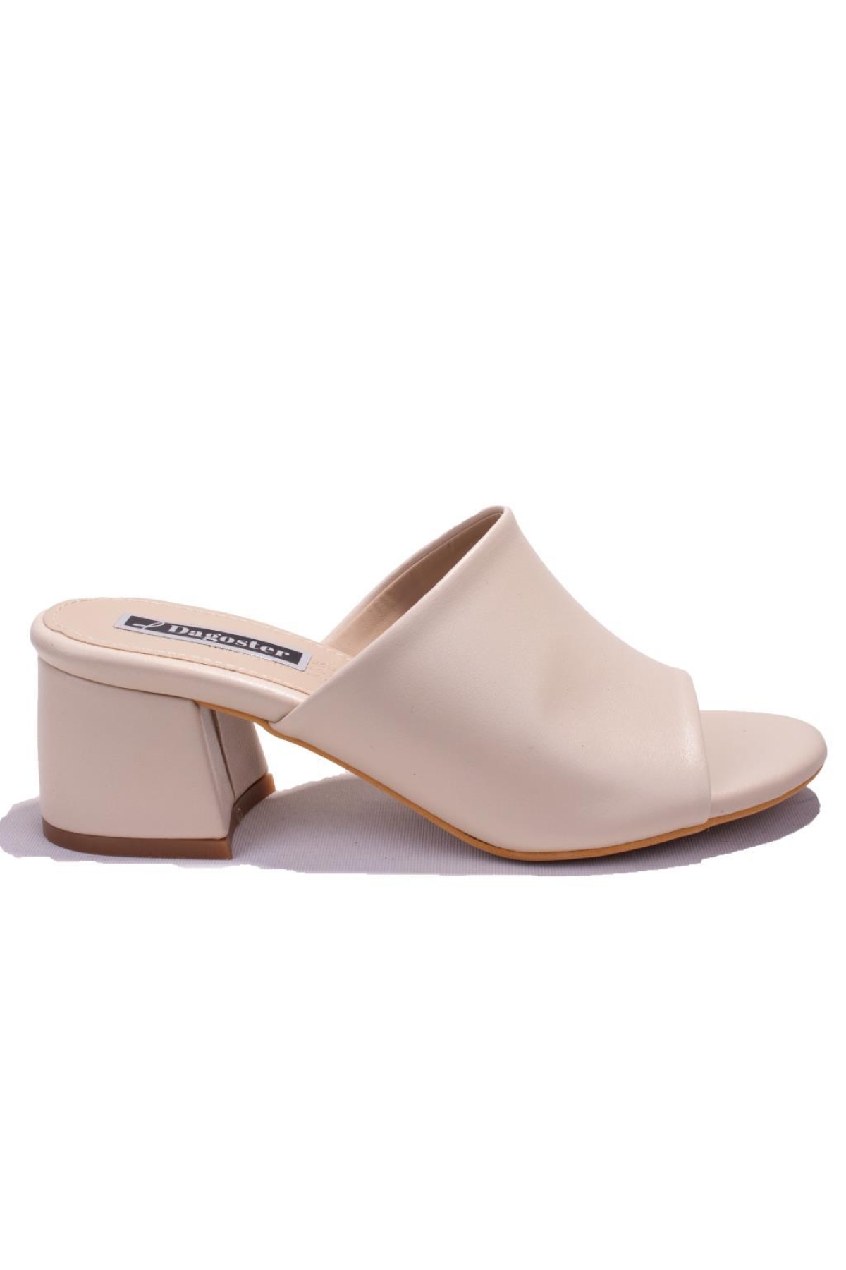 DZA07-811304 Bej Klasik Topuklu Kadın Terlik - Görsel 3