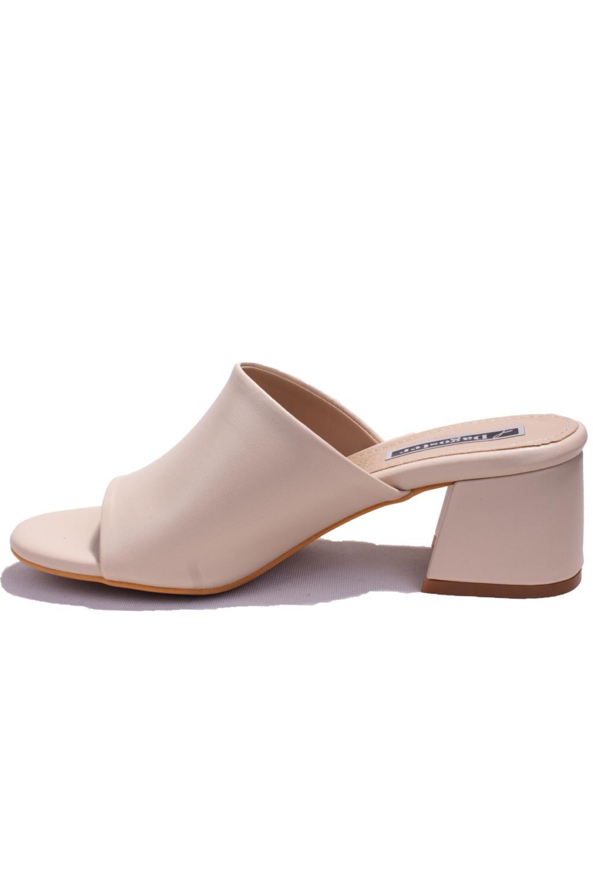 DZA07-811304 Bej Klasik Topuklu Kadın Terlik - Görsel 4