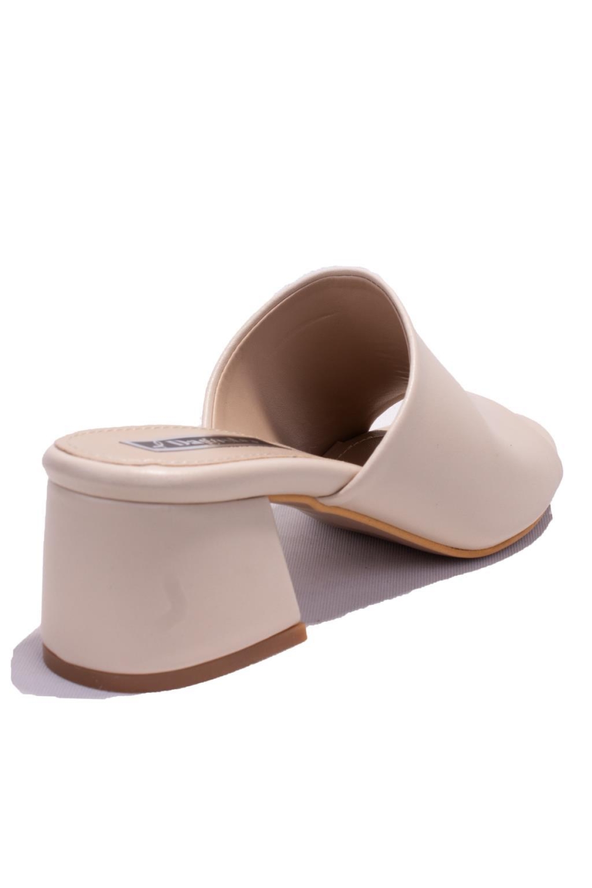 DZA07-811304 Bej Klasik Topuklu Kadın Terlik - Görsel 5