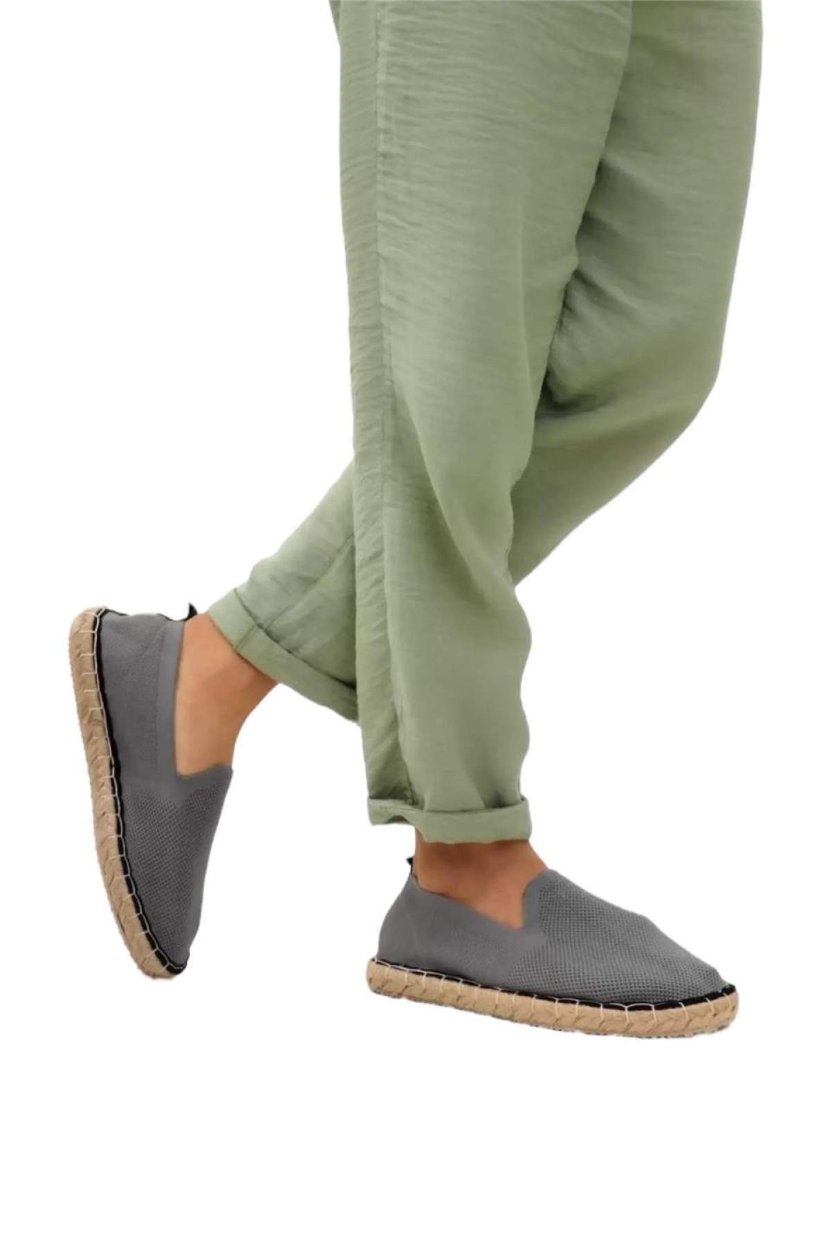 Unisex El Yapımı Triko Espadril GRI - Görsel 4