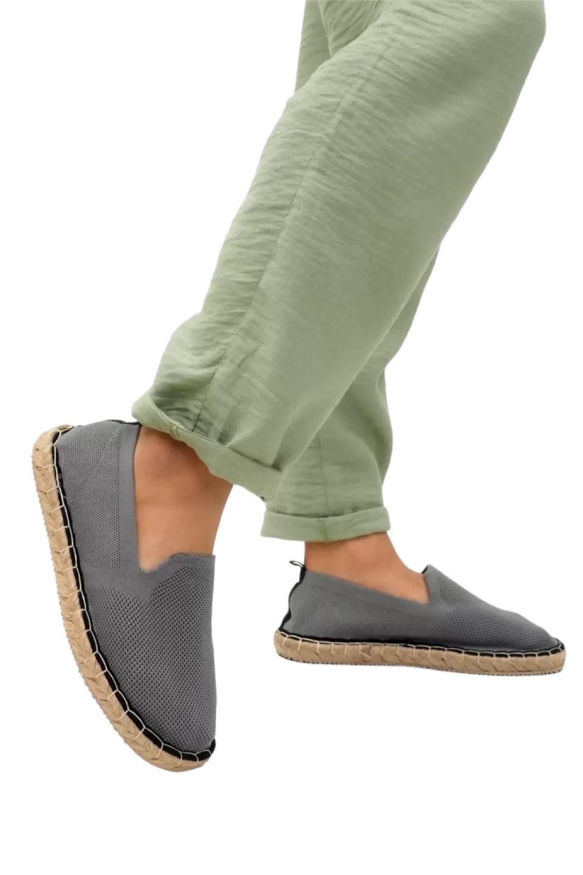 Unisex El Yapımı Triko Espadril GRI - Görsel 5