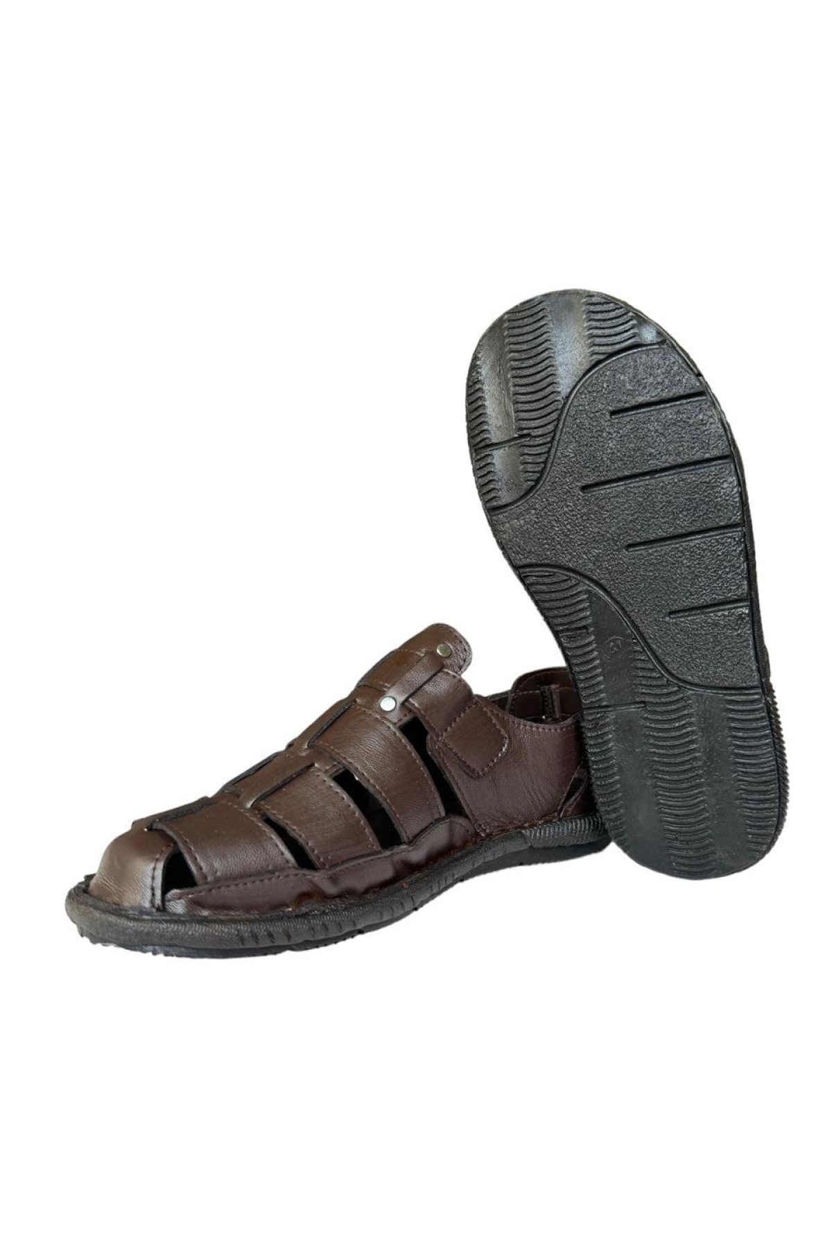 Liger Erkek Hakiki Deri Cırtlı Sandalet KAHVERENGİ - Görsel 5