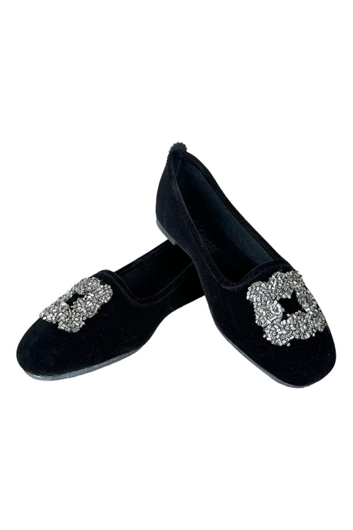 Kadın Taşlı Tokalı Süet Babet SİYAH - FÜME - Görsel 5