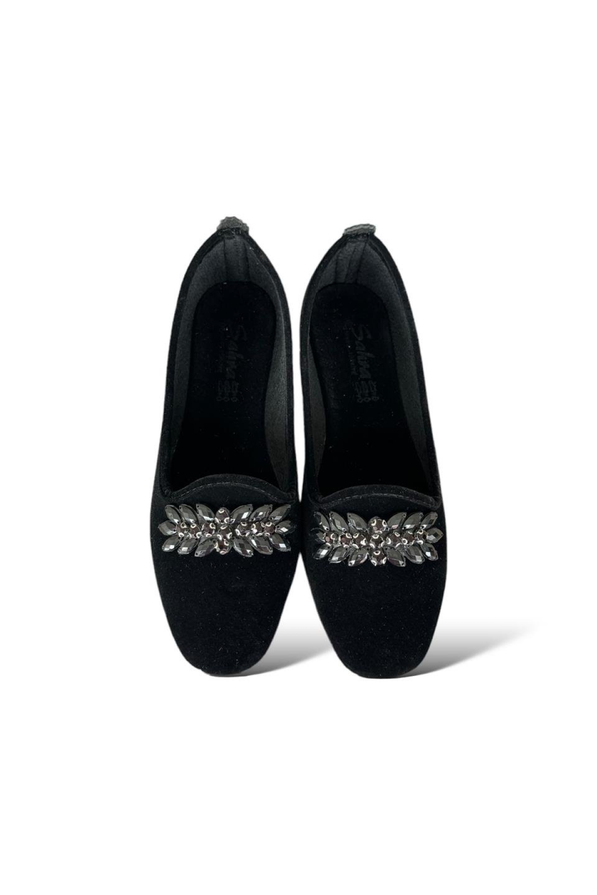 Kadın Taşlı Tokalı Süet Babet SİYAH - FÜME - Görsel 4