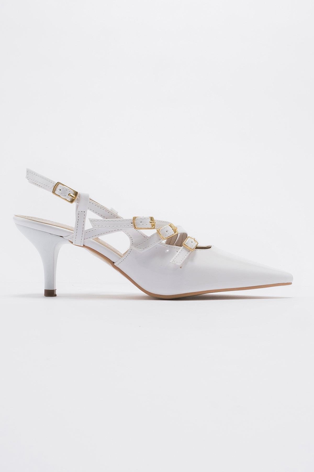 Kadın 4 Tokalı Topuklu Ayakkabı BEYAZ RUGAN - Görsel 3