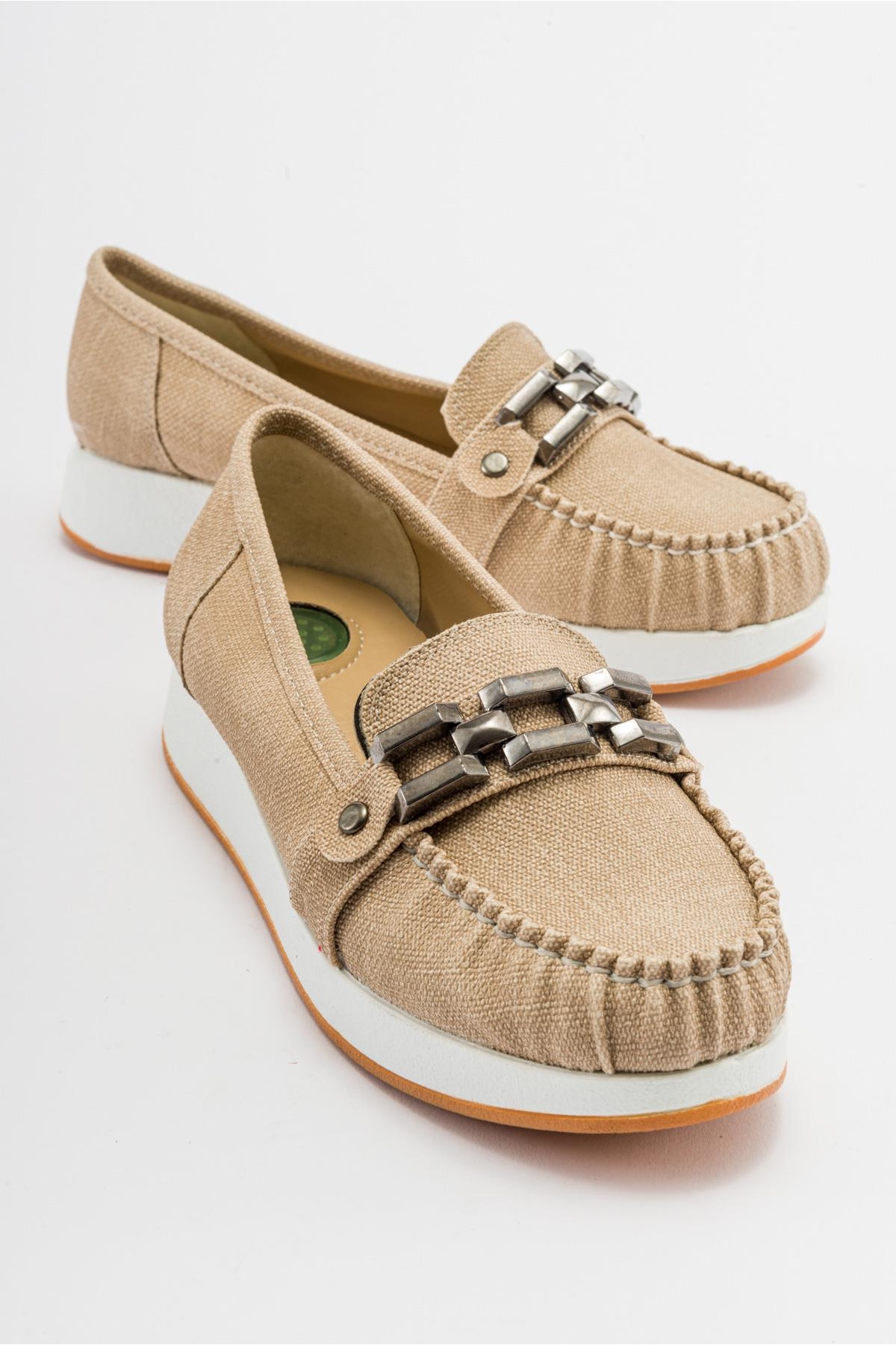 Kare Tokalı Babet KETEN KOT - Görsel 2