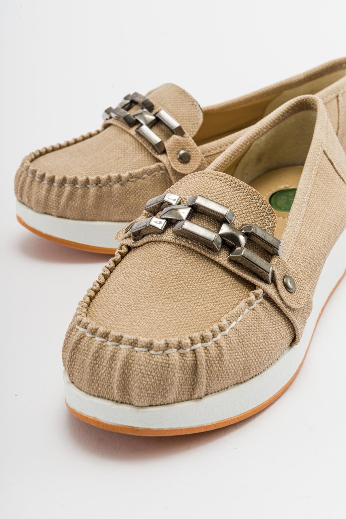 Kare Tokalı Babet KETEN KOT - Görsel 4