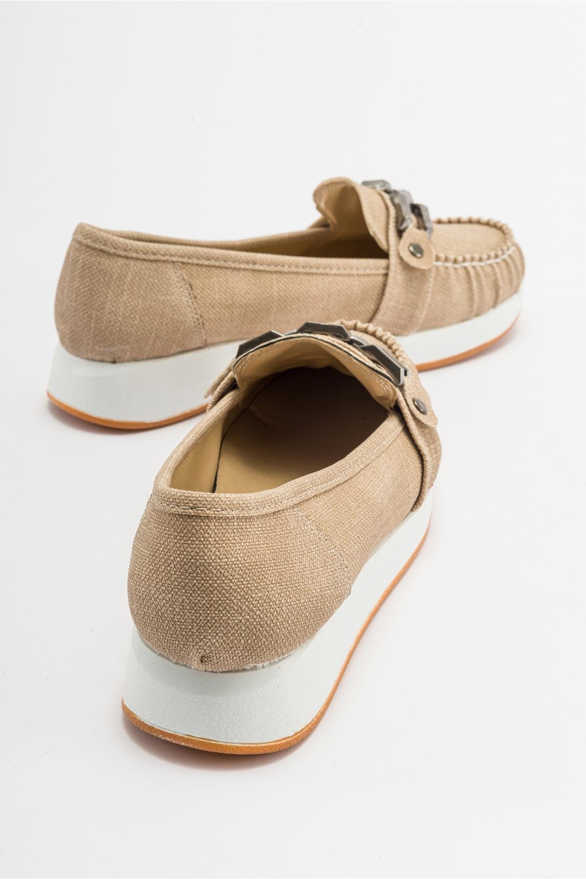 Kare Tokalı Babet KETEN KOT - Görsel 5