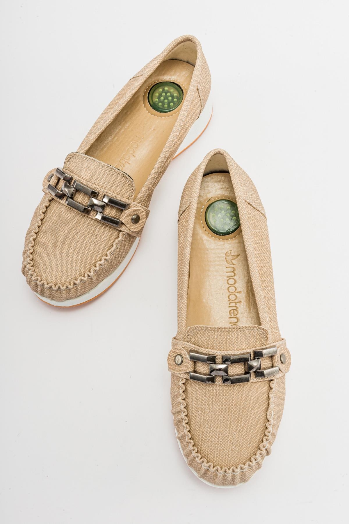 Kare Tokalı Babet KETEN KOT - Görsel 6