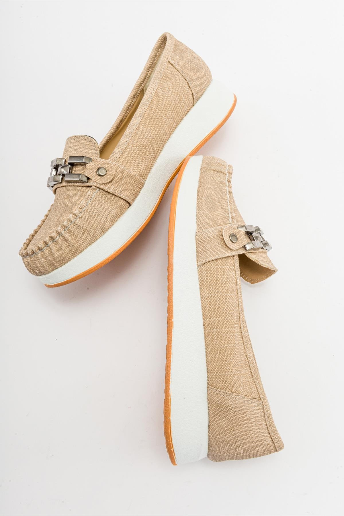 Kare Tokalı Babet KETEN KOT - Görsel 7