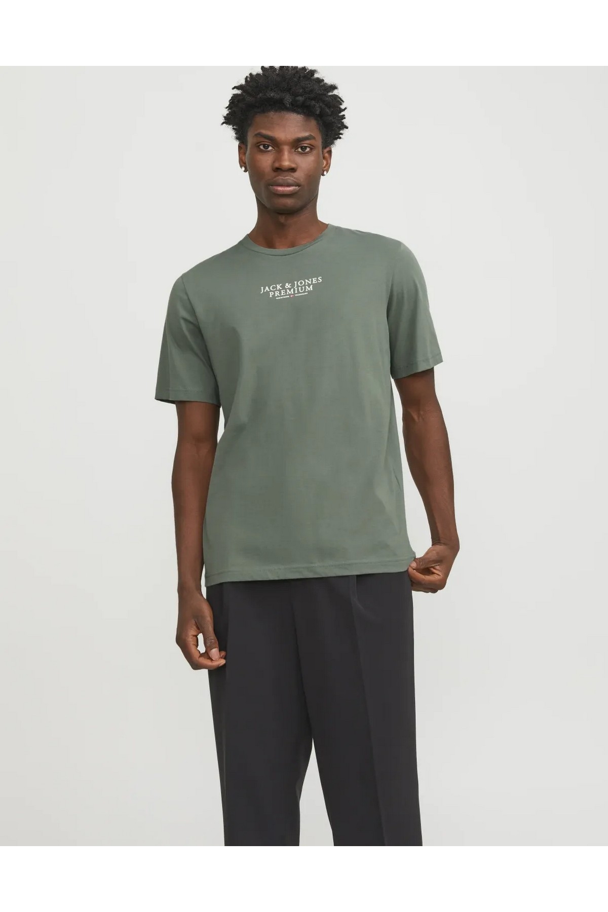 Jack&Jones Bisiklet Yaka Yazılı Kısa Kollu Yeşil Erkek T-Shirt