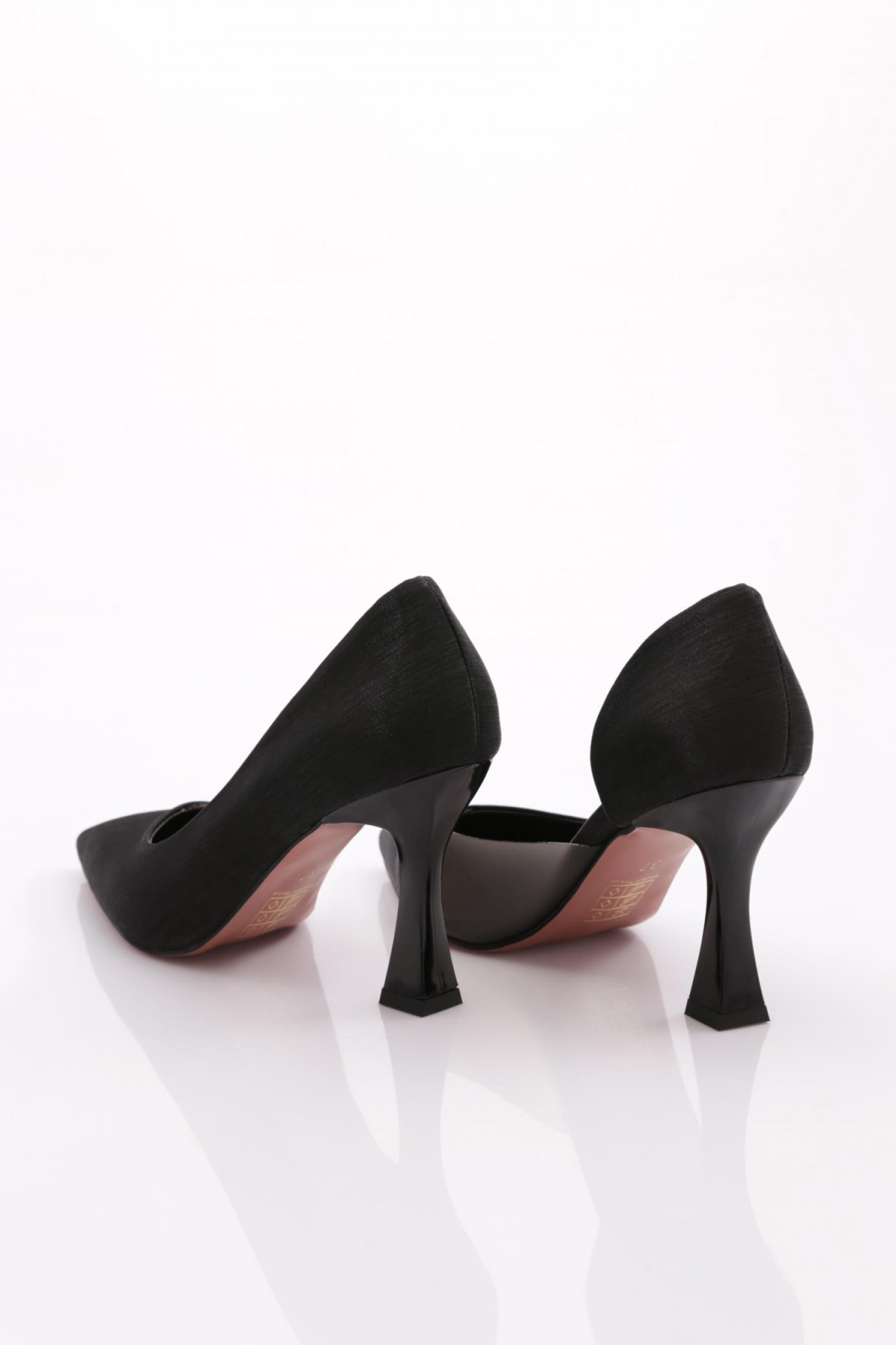 0653 Kadin Sivri Burun Parmak Dekolteli Yani Transparan Uzun Topuklu Ayakkabi - Görsel 4