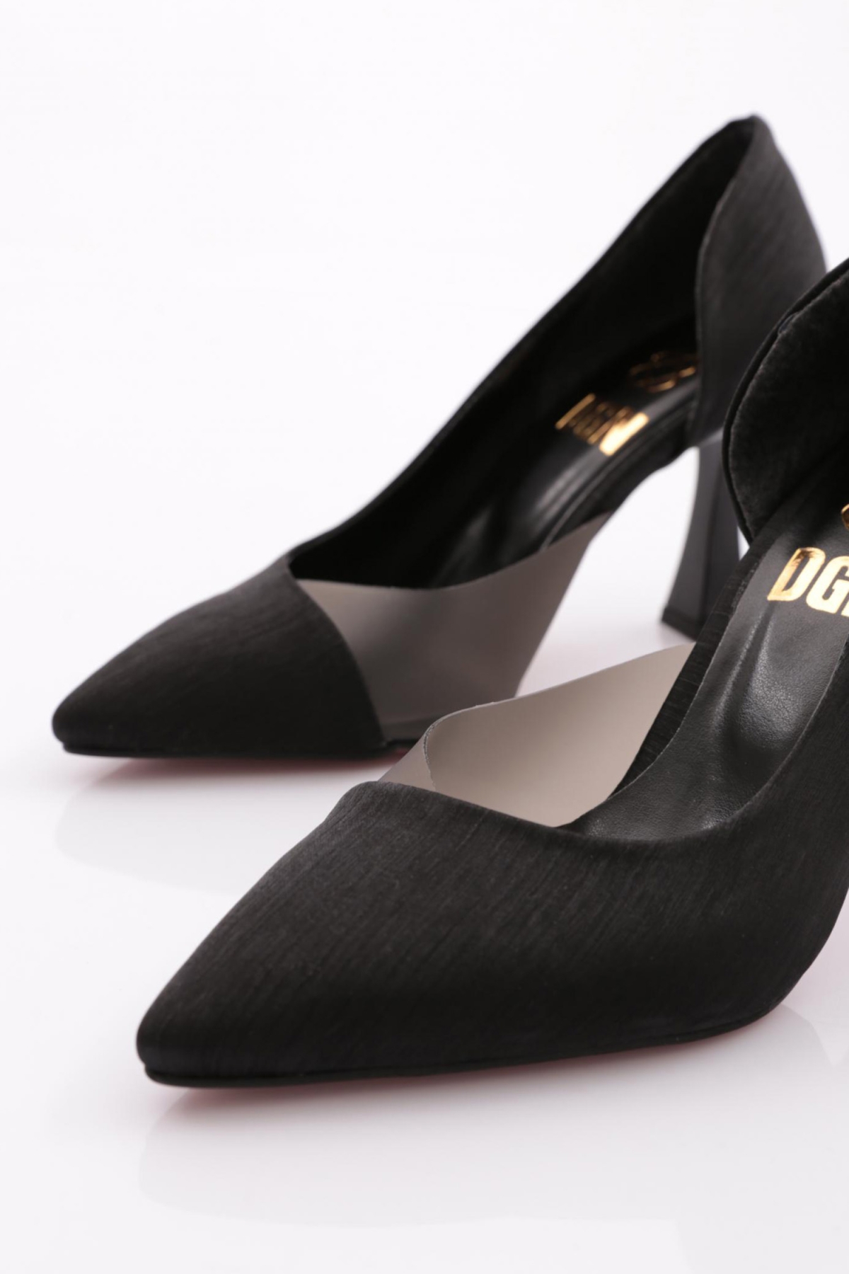 0653 Kadin Sivri Burun Parmak Dekolteli Yani Transparan Uzun Topuklu Ayakkabi - Görsel 5