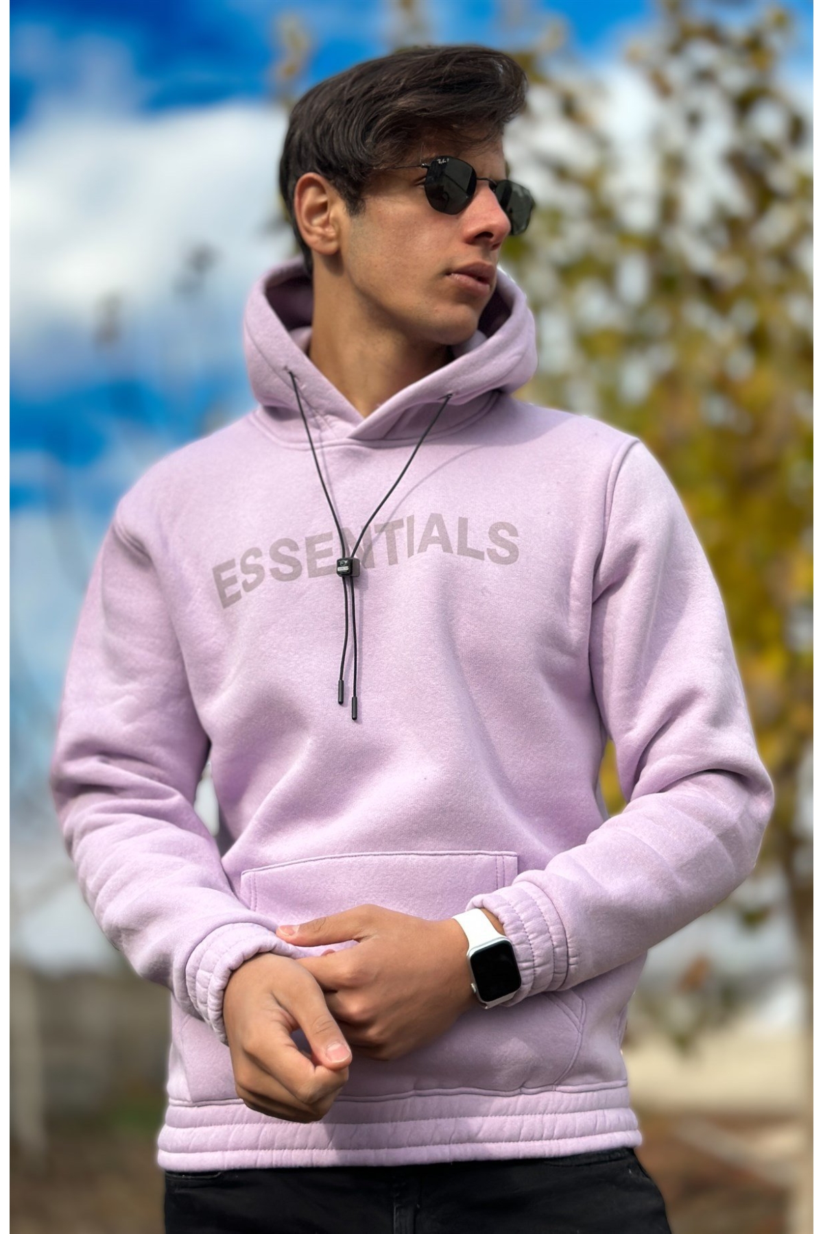 Essentials Baskılı Sweatshirt Regular  Fit-Lila