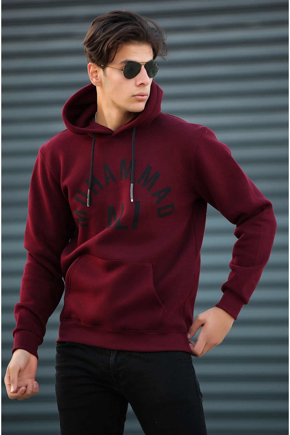 Muhammadali Baskılı Sweatshirt Regular Fit-Bordo