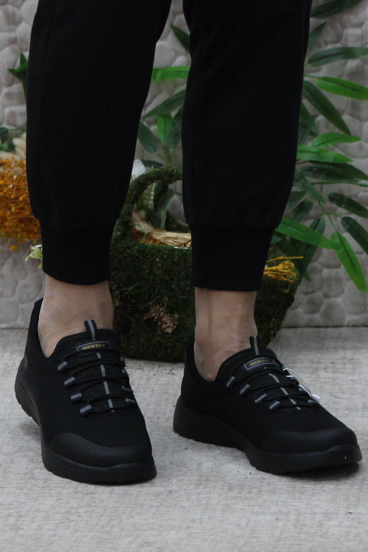 B85 Siyah Rahat Esnek Sneaker Erkek Spor Ayakkabı - Görsel 3