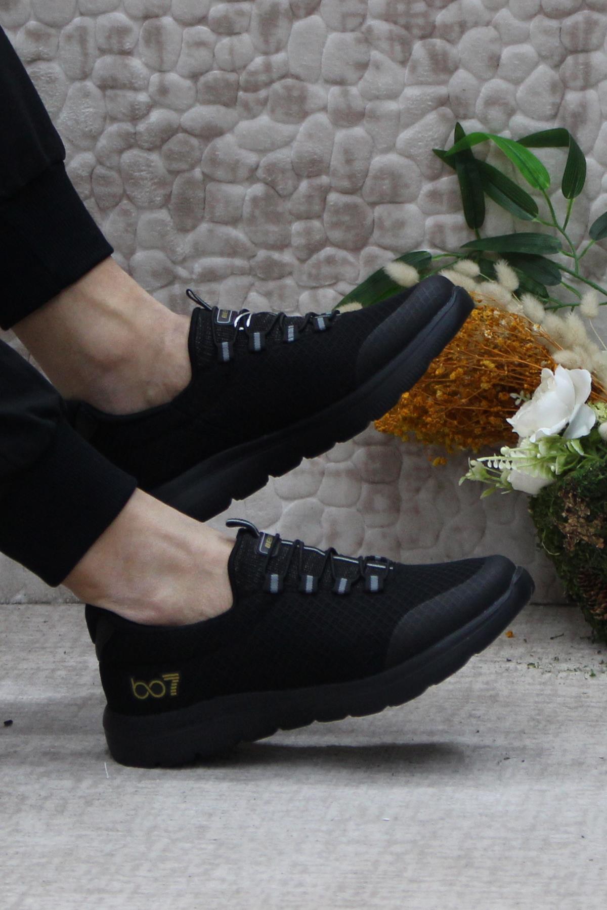 B85 Siyah Rahat Esnek Sneaker Erkek Spor Ayakkabı - Görsel 6