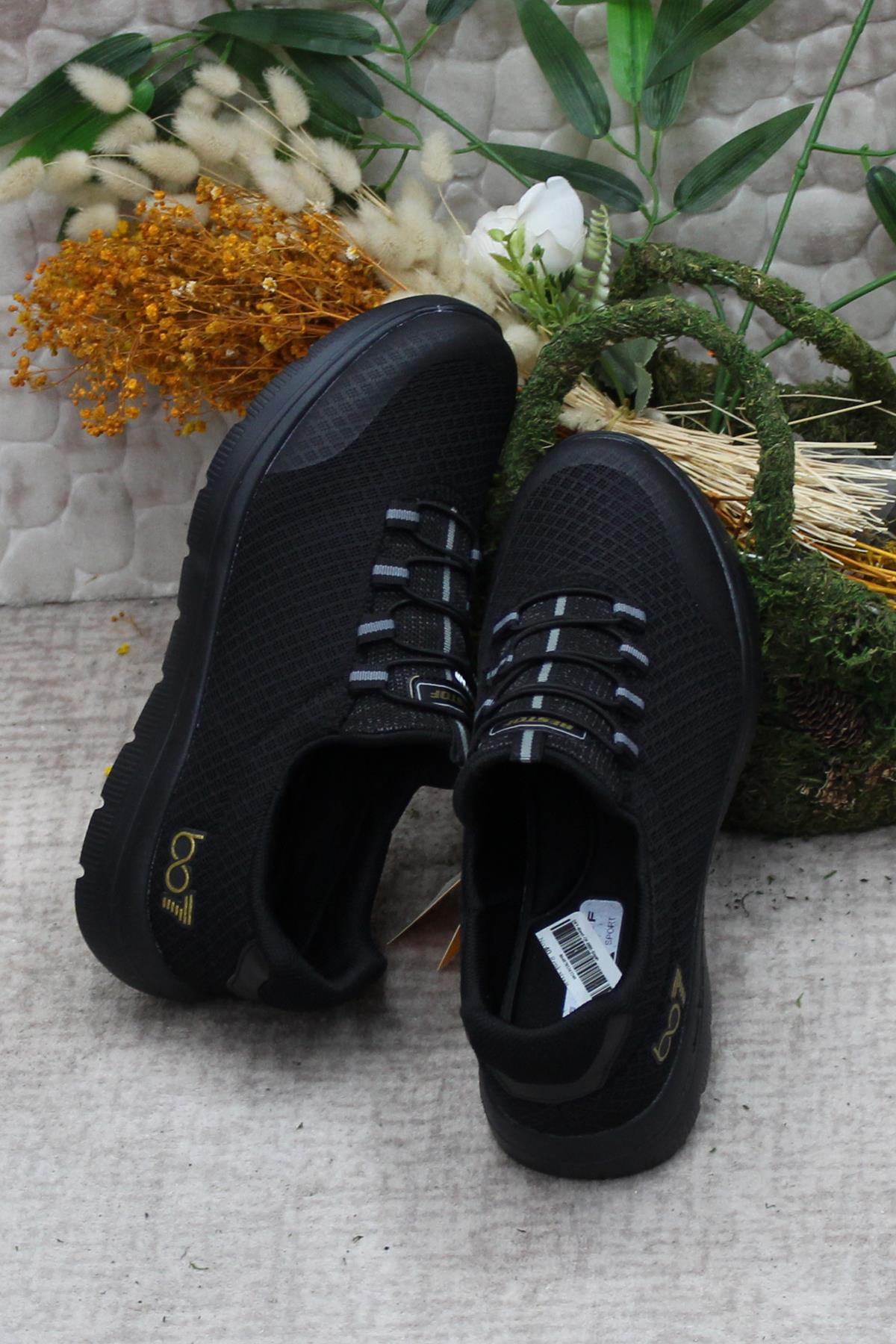 B85 Siyah Rahat Esnek Sneaker Erkek Spor Ayakkabı - Görsel 7