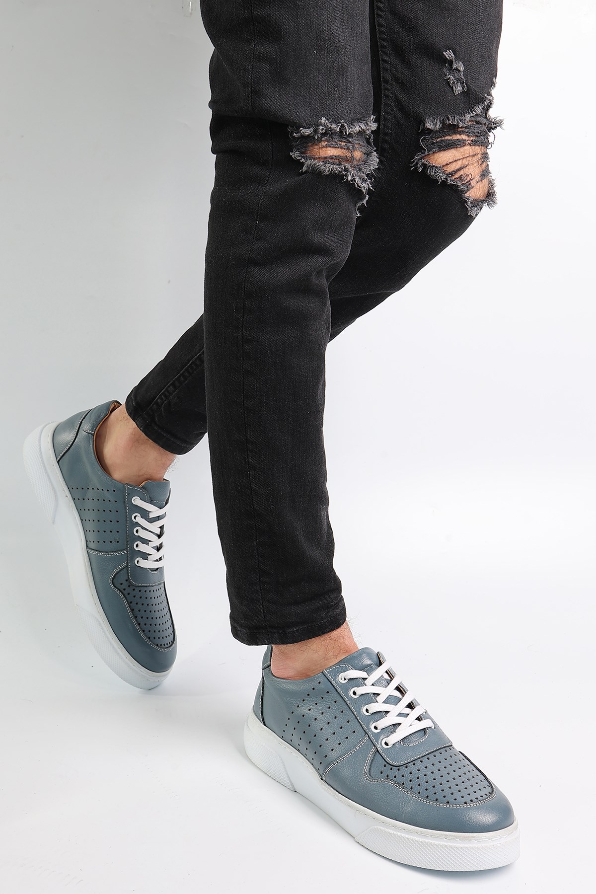 Profly Erkek Hakiki Deri Kalın Taban Ortopedik Günlük Rahat Kullanım Sneaker Ayakkabı PROFLY-1320 - Görsel 2