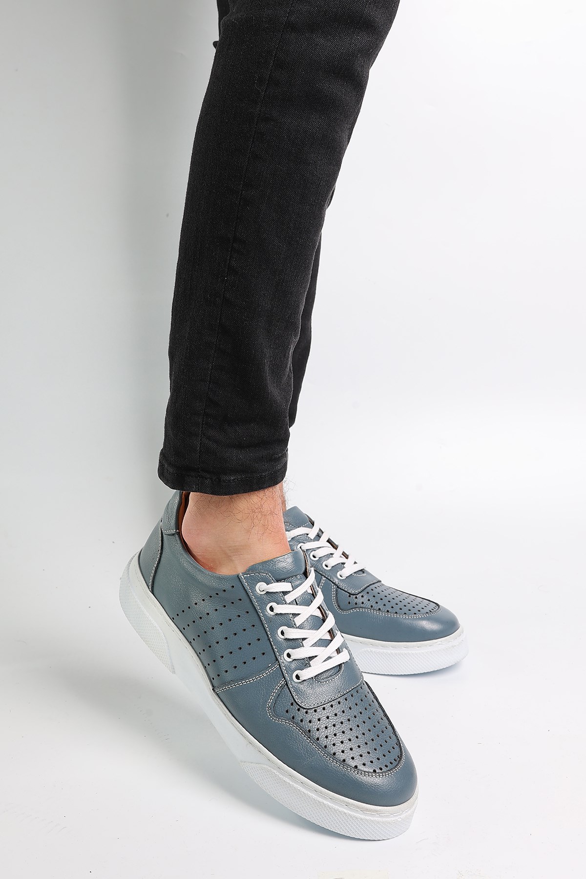 Profly Erkek Hakiki Deri Kalın Taban Ortopedik Günlük Rahat Kullanım Sneaker Ayakkabı PROFLY-1320 - Görsel 3