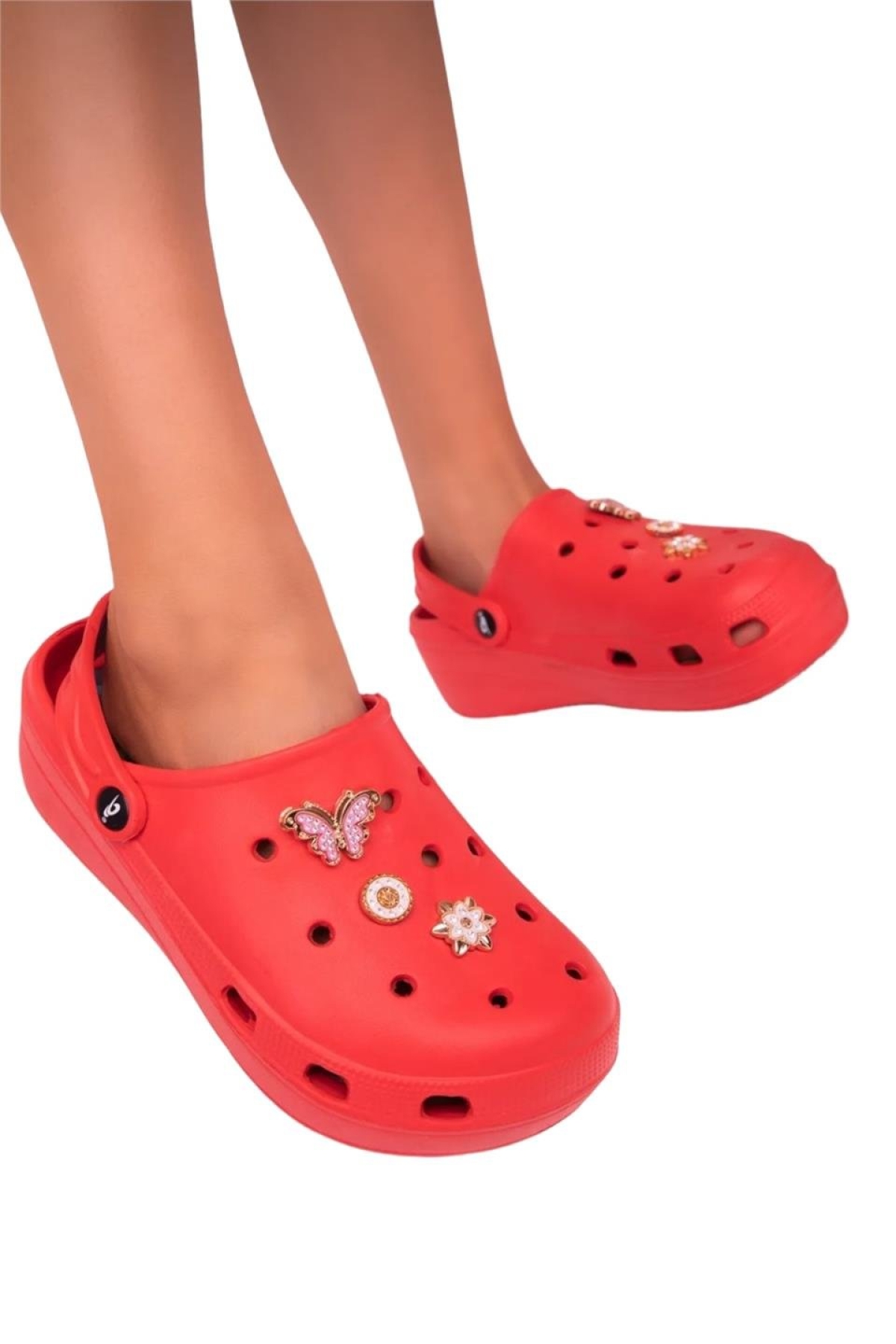 Yüksek Taban Aksesuarlı Kadın Sandalet KIRMIZI - Görsel 3