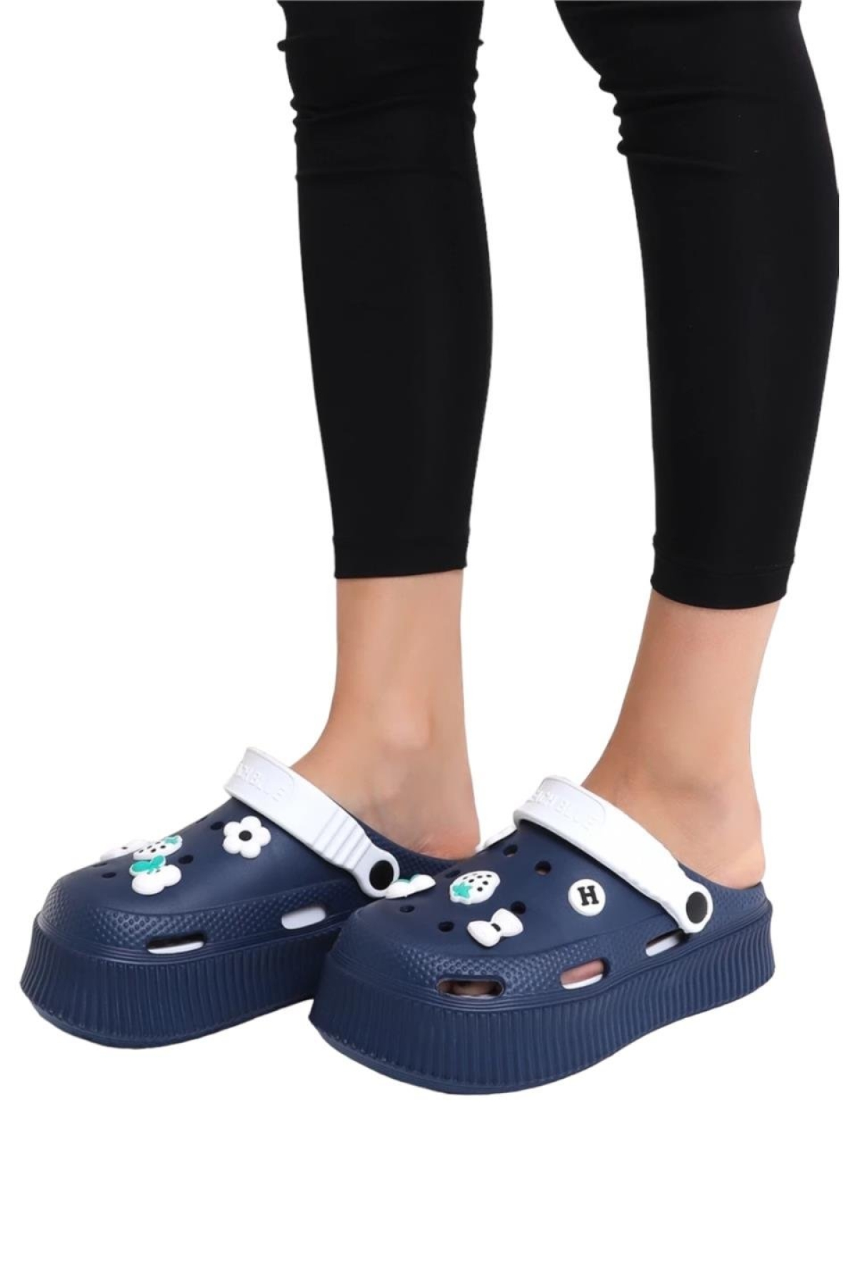 Yüksek Comfort Taban Kadın Sandalet LACİVERT - BEYAZ - Görsel 5