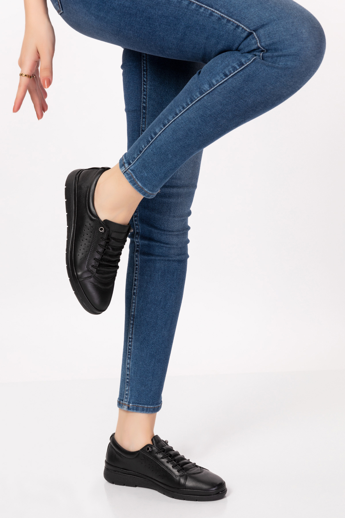 Gondol Kadın Hakiki Deri Lastikli Bağcıklı Rahat Ayakkabı Pyt.2120 - Görsel 3