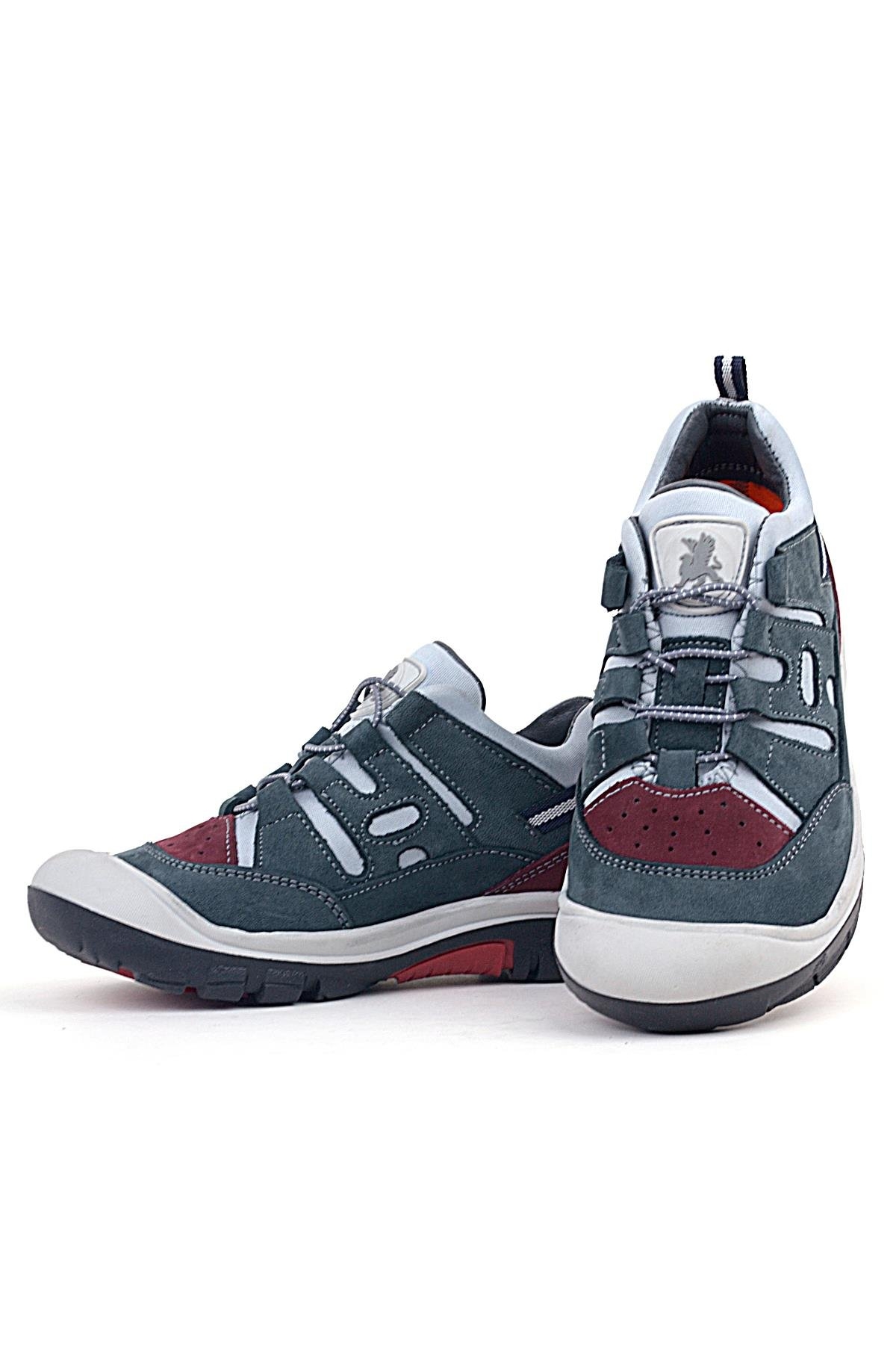 Hakiki Deri Gri Bordo Lastik Bağcıklı Çocuk Outdoor Ayakkabı - Görsel 7