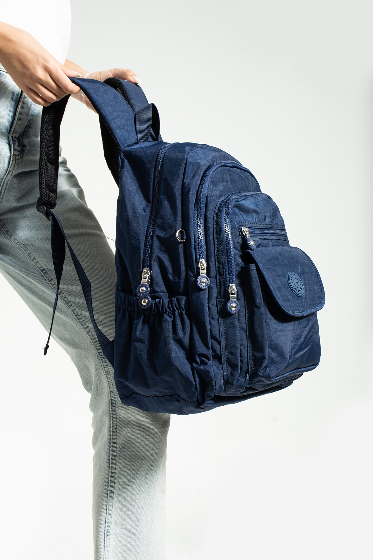 Mega Çanta 9 Bölmeli Klinkır Kumaş Geniş İç Hacimli Laptop Bölmeli