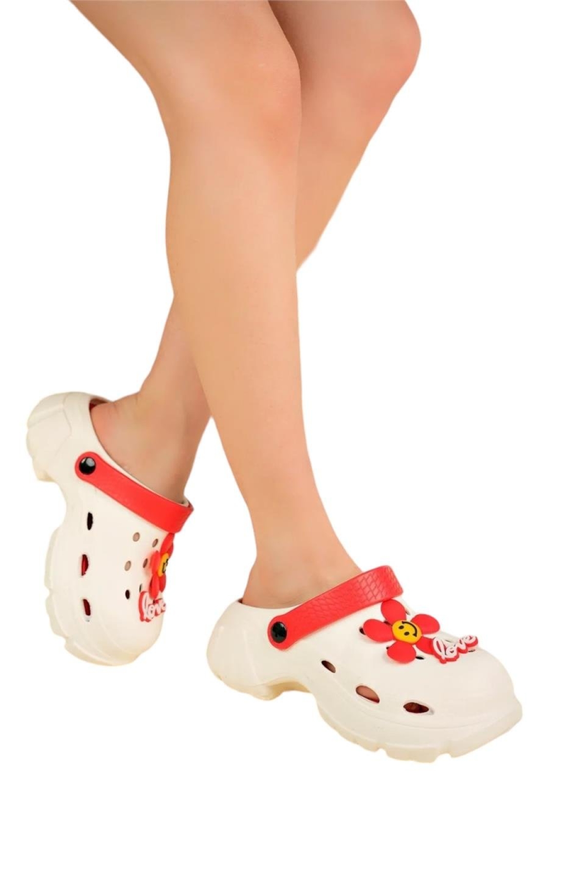 Yüksek Rahat Taban Kadın Sandalet KREM-PUDRA - Görsel 2