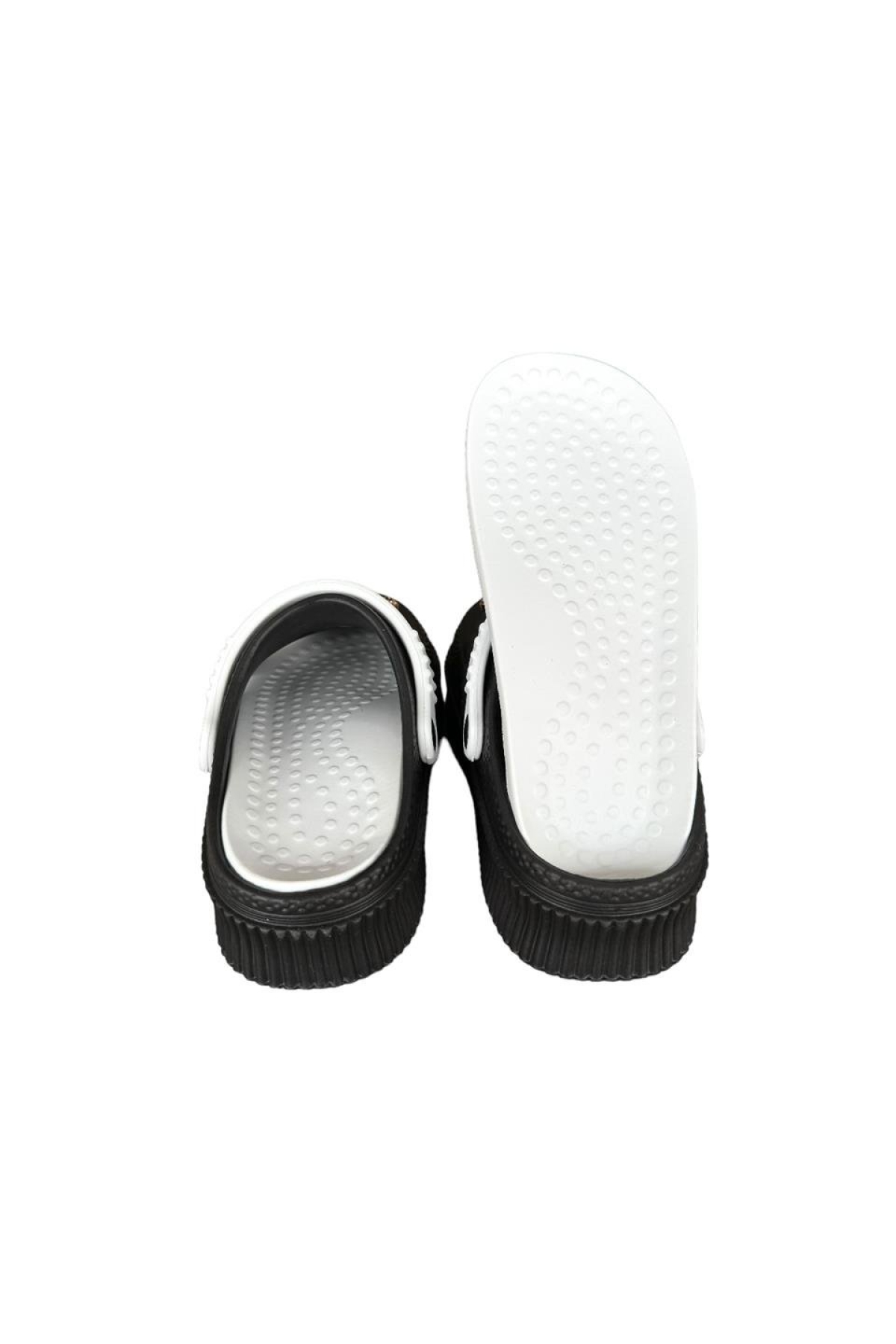 Yüksek Taban Taşlı Kadın Sandalet SİYAH - BEYAZ - Görsel 7