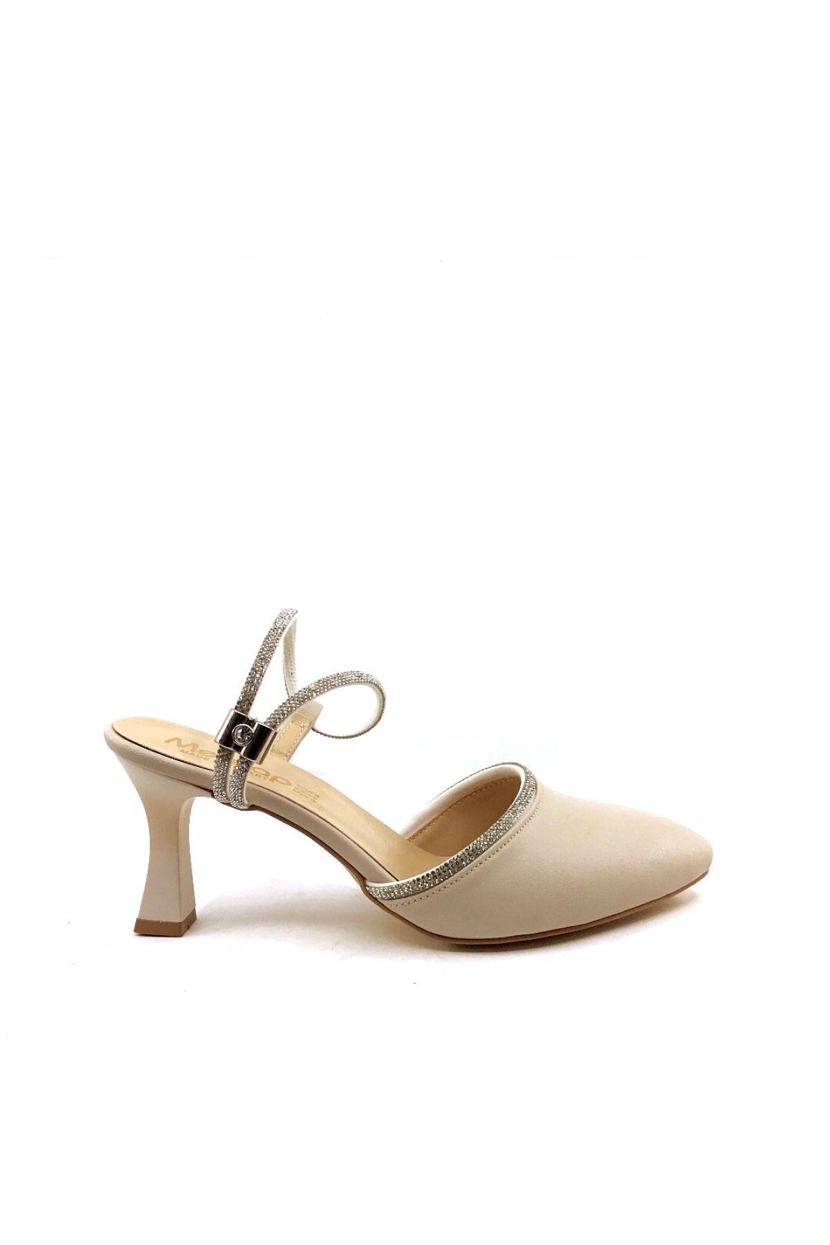 Mh 7,5 Cm Ten Taşlı Karnıyarık Kadın Topuklu Ayakkabı - Görsel 2