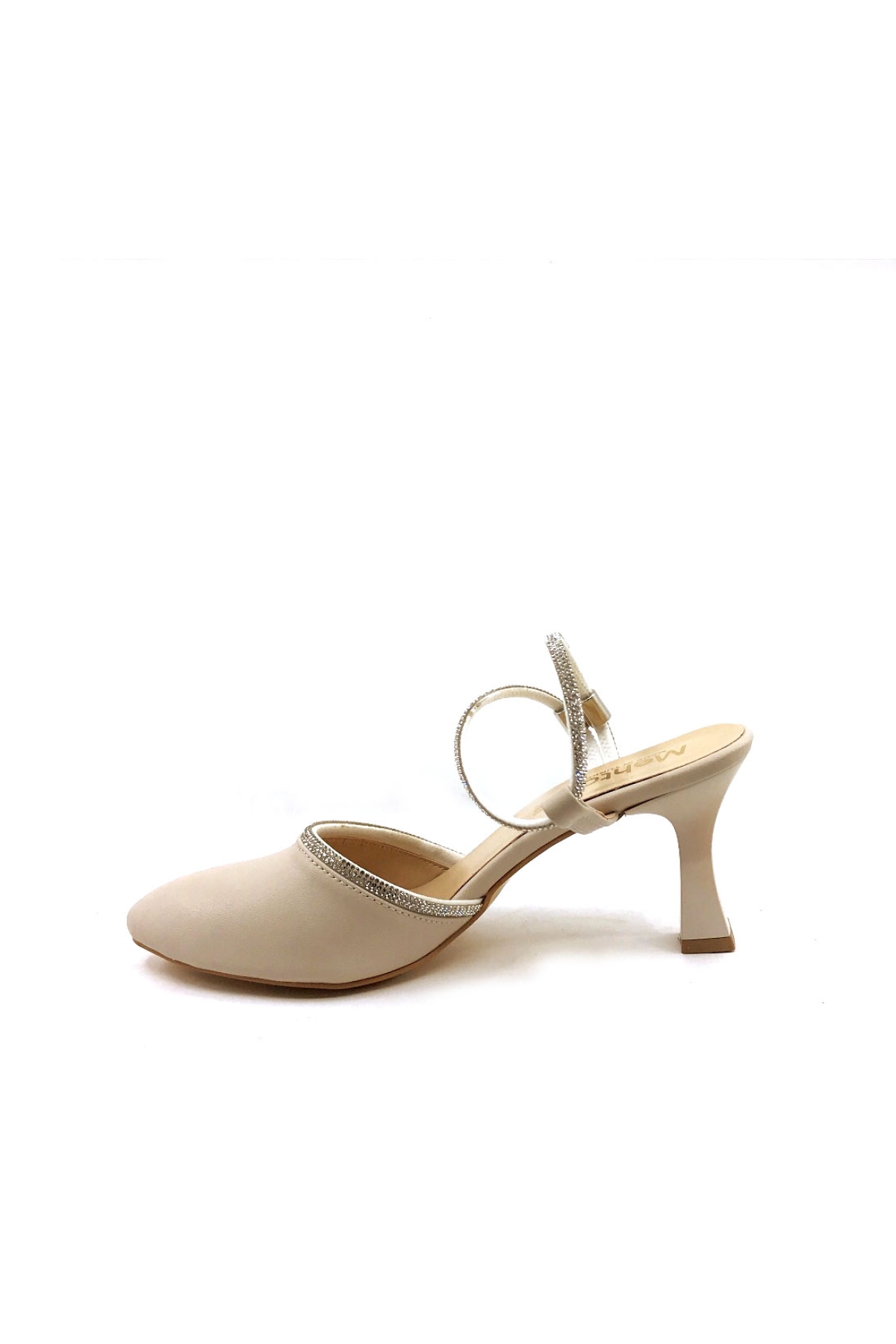 Mh 7,5 Cm Ten Taşlı Karnıyarık Kadın Topuklu Ayakkabı - Görsel 5