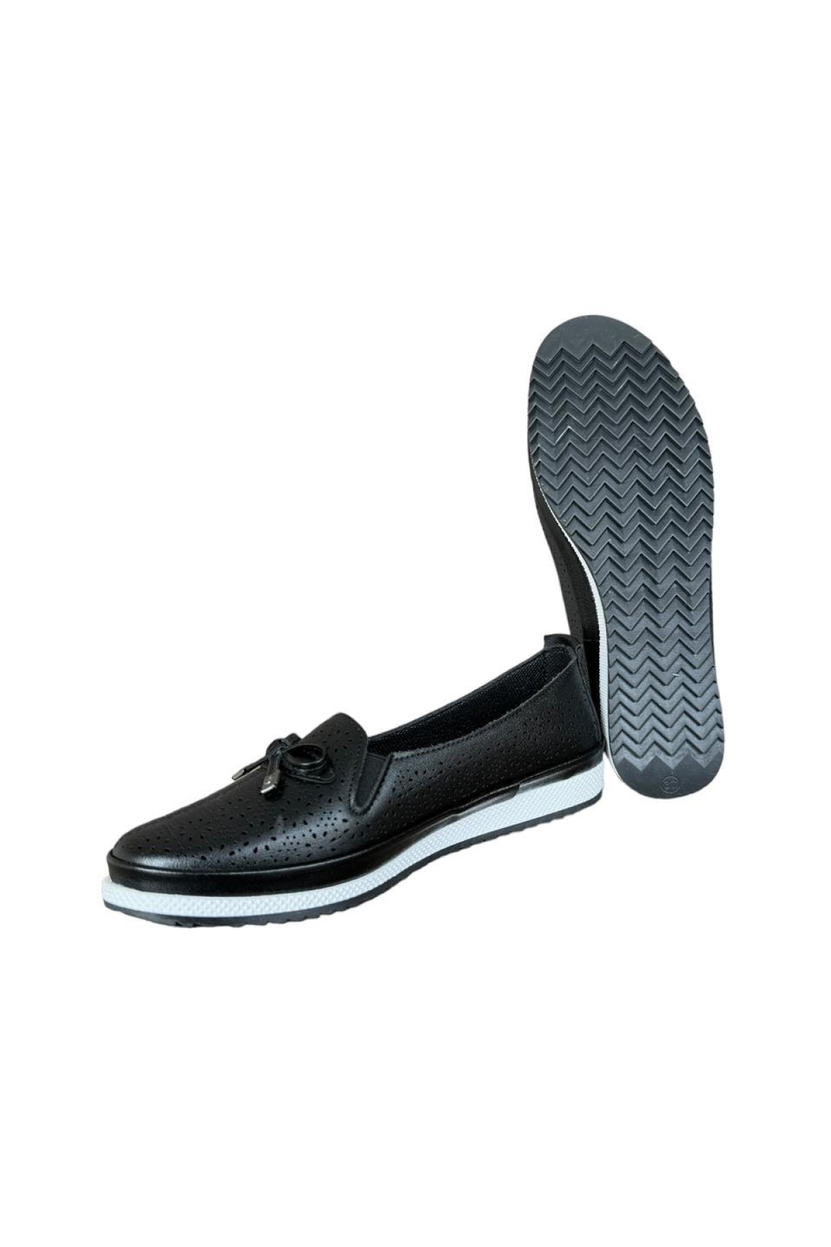 Ortopedik Hafif Rahat Taban Babet Ayakkabı SİYAH - BEYAZ - Görsel 4