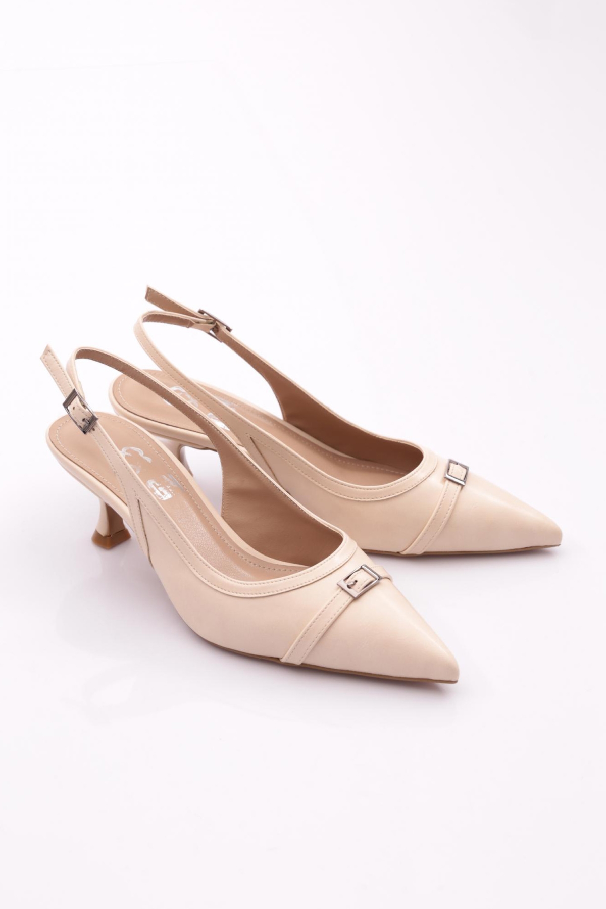 6861 Kadin Üstü Kemer Süslemeli Topuklu Ayakkabi - Görsel 3