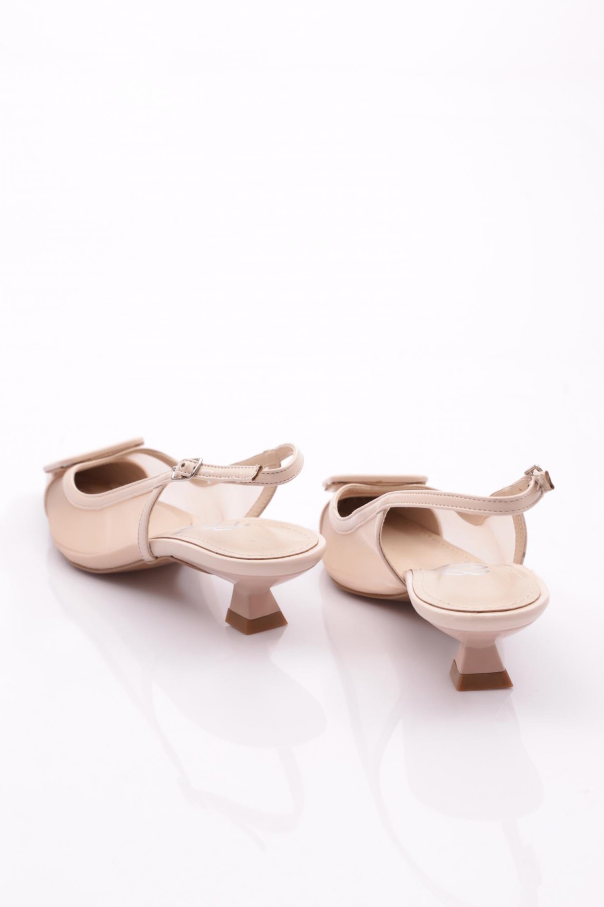 6355 Kadin Tokali Arkadan Bağlamali Topuklu Ayakkabi - Görsel 4