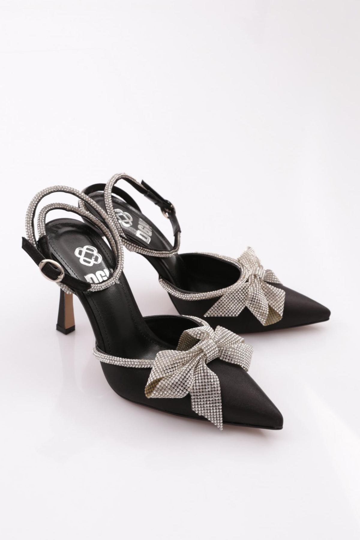 6712 Kadin Taş Kurdela Desenli Abiye Topuklu Ayakkabi - Görsel 3