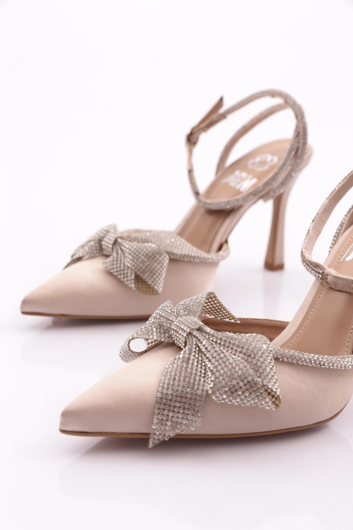 6712 Kadin Taş Kurdela Desenli Abiye Topuklu Ayakkabi - Görsel 5