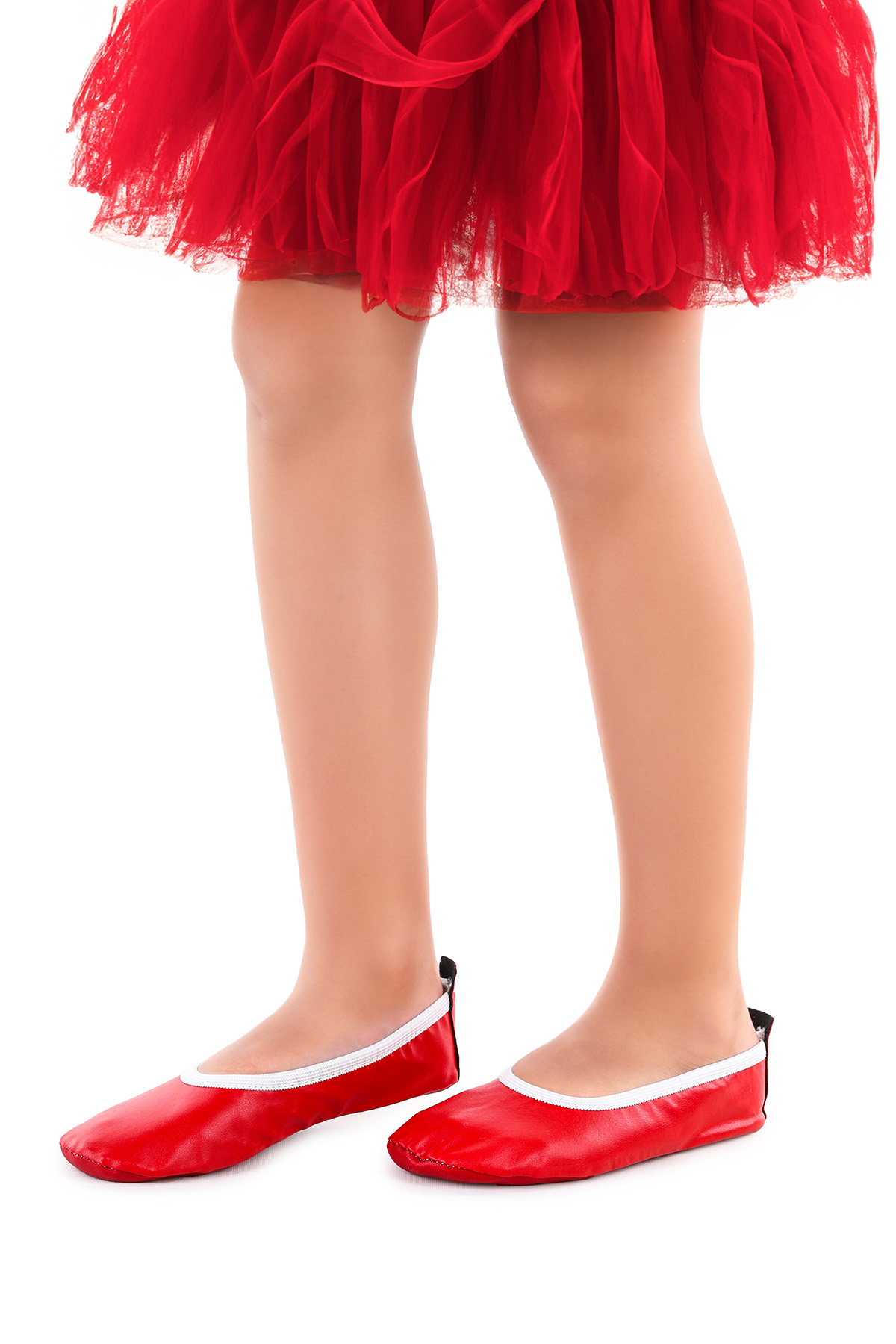 Prom Kız Çocuk Pisi Pisi Balo Dans Gösteri Ayakkabısı Kırmızı - Görsel 4