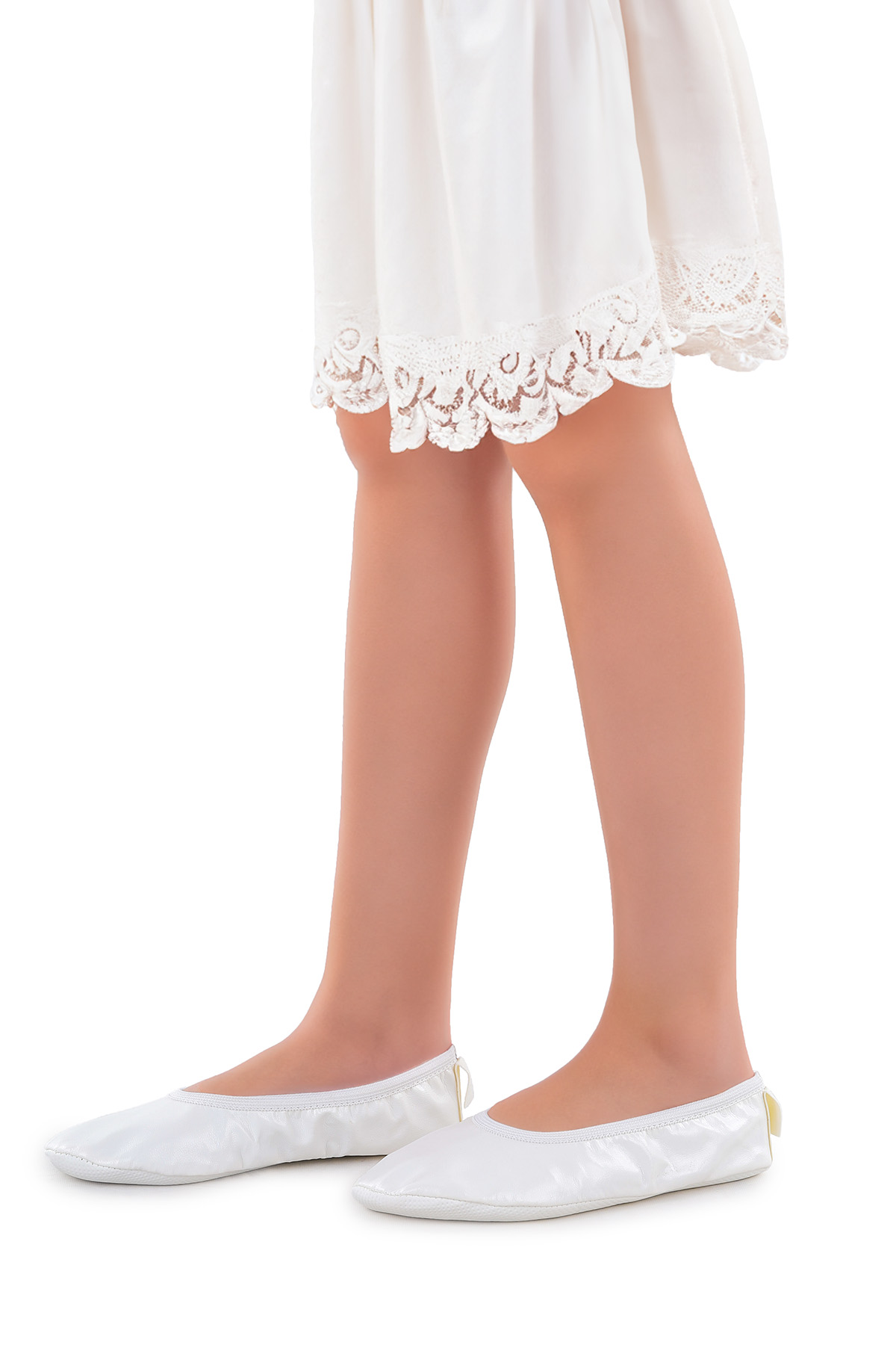 Prom Kız Çocuk Pisi Pisi Balo Dans Gösteri Ayakkabısı Beyaz - Görsel 4