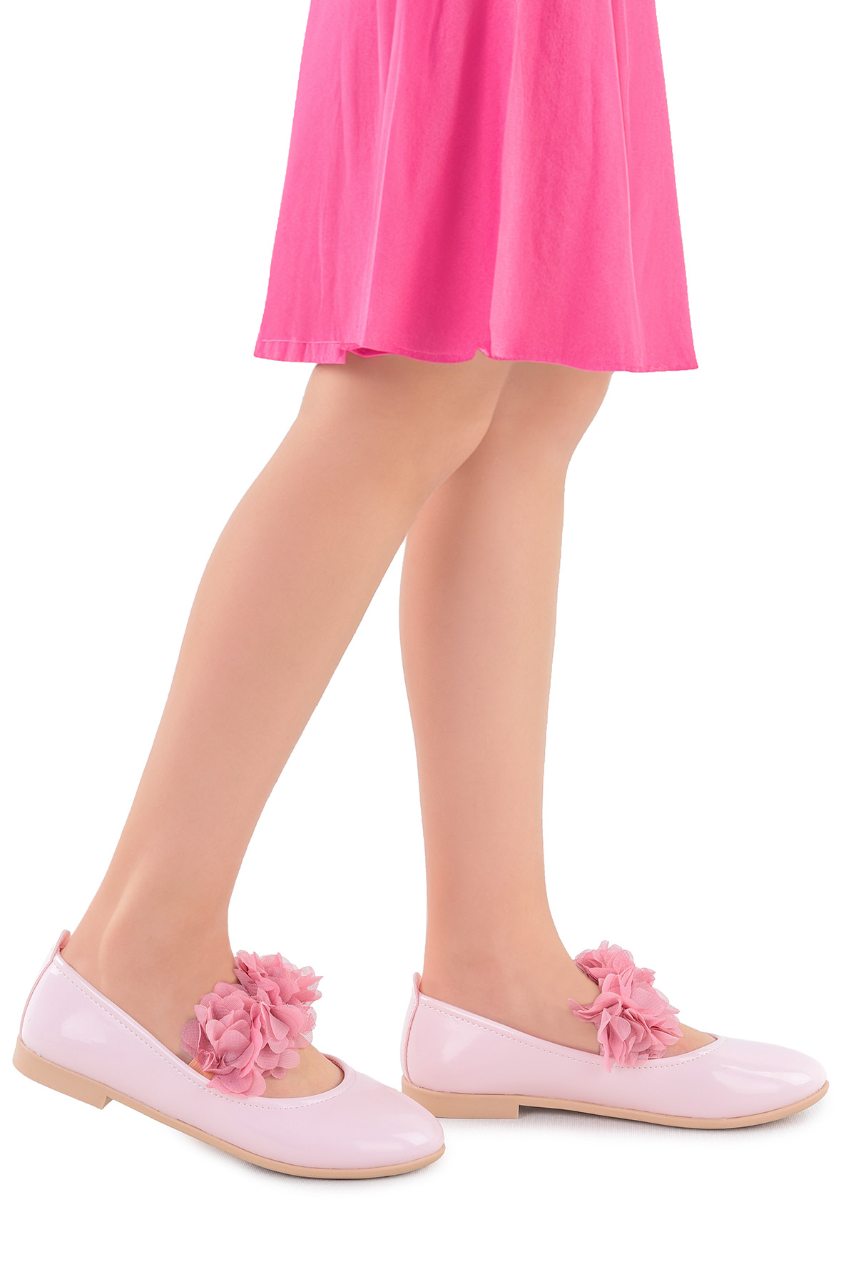 Flovers Rugan Kız Çocuk Babet Ayakkabı Pudra - Görsel 2