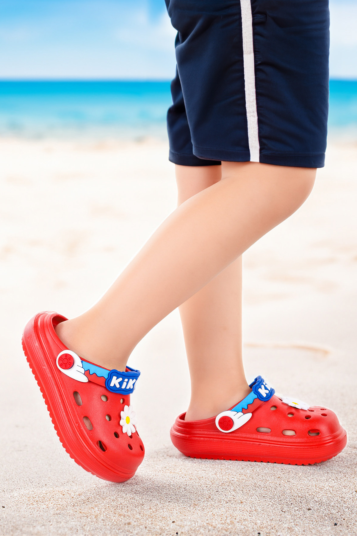 Printed Eva Plaj Havuz Okul Kreş Erkek Çocuk Terlik Kırmızı - Görsel 2