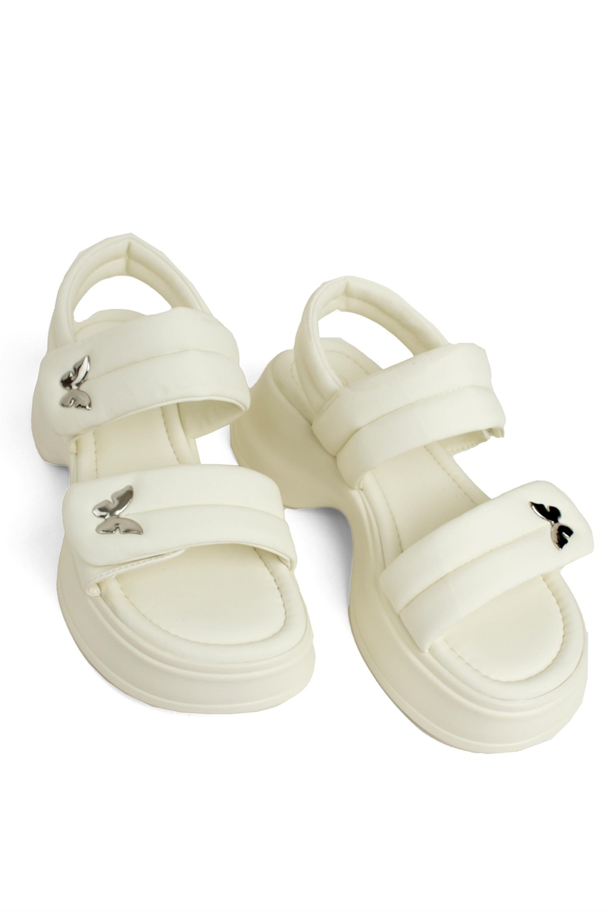 24Y420-2 Kadın Düz Sandalet Beyaz - Görsel 5