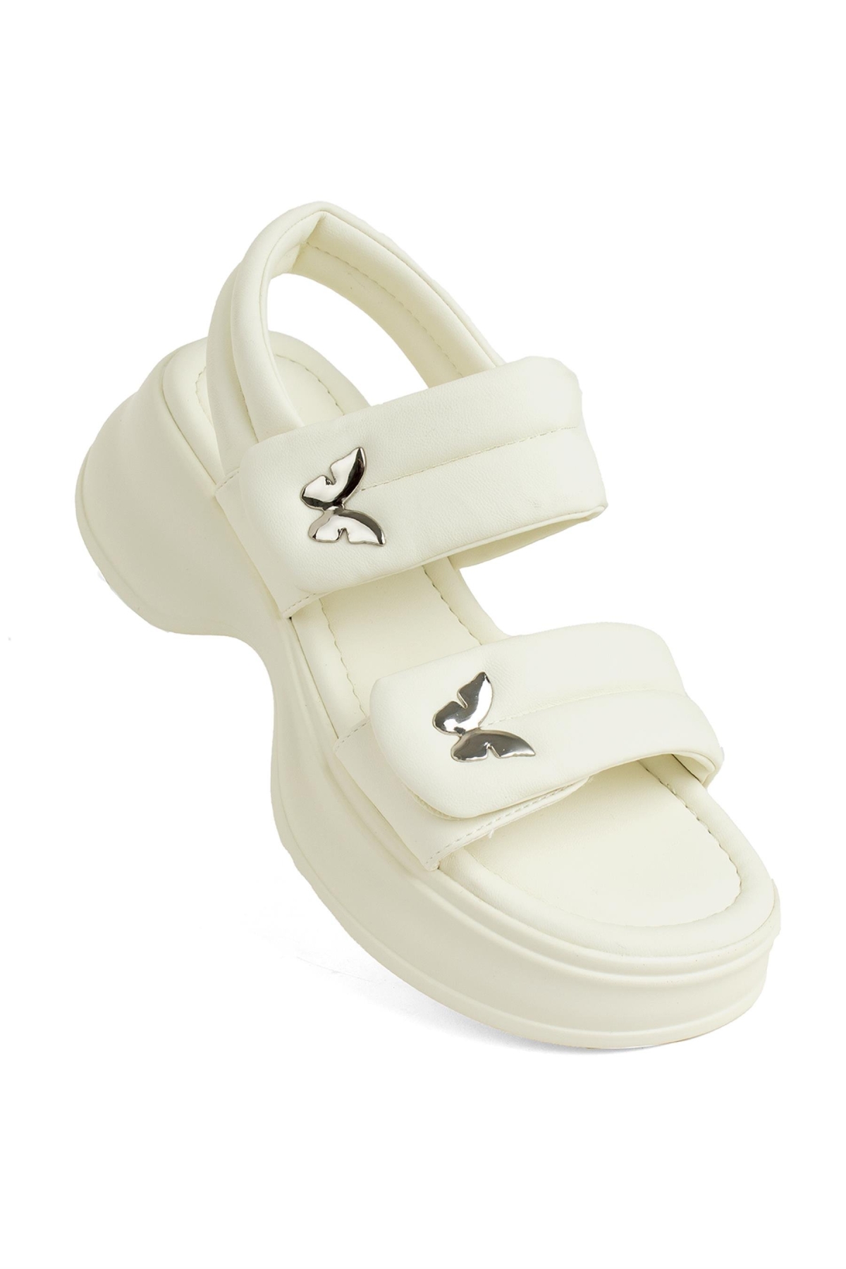 24Y420-2 Kadın Düz Sandalet Beyaz - Görsel 6