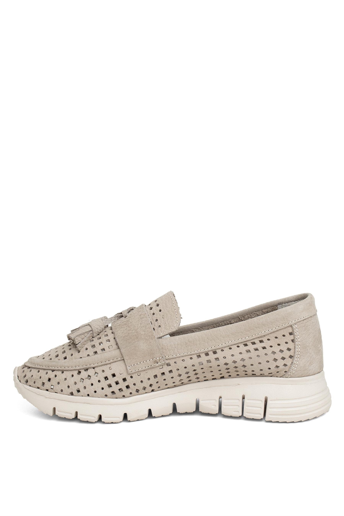 D24YA-3600 Kadın Deri Casual Ayakkabı Gri - Görsel 4