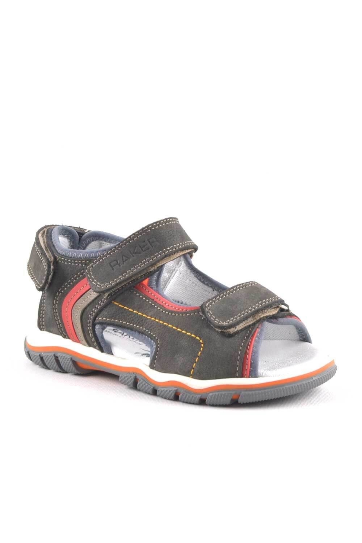 Hakiki Deri Gri Cırt Cırtlı Erkek Çocuk Sandalet - Görsel 2