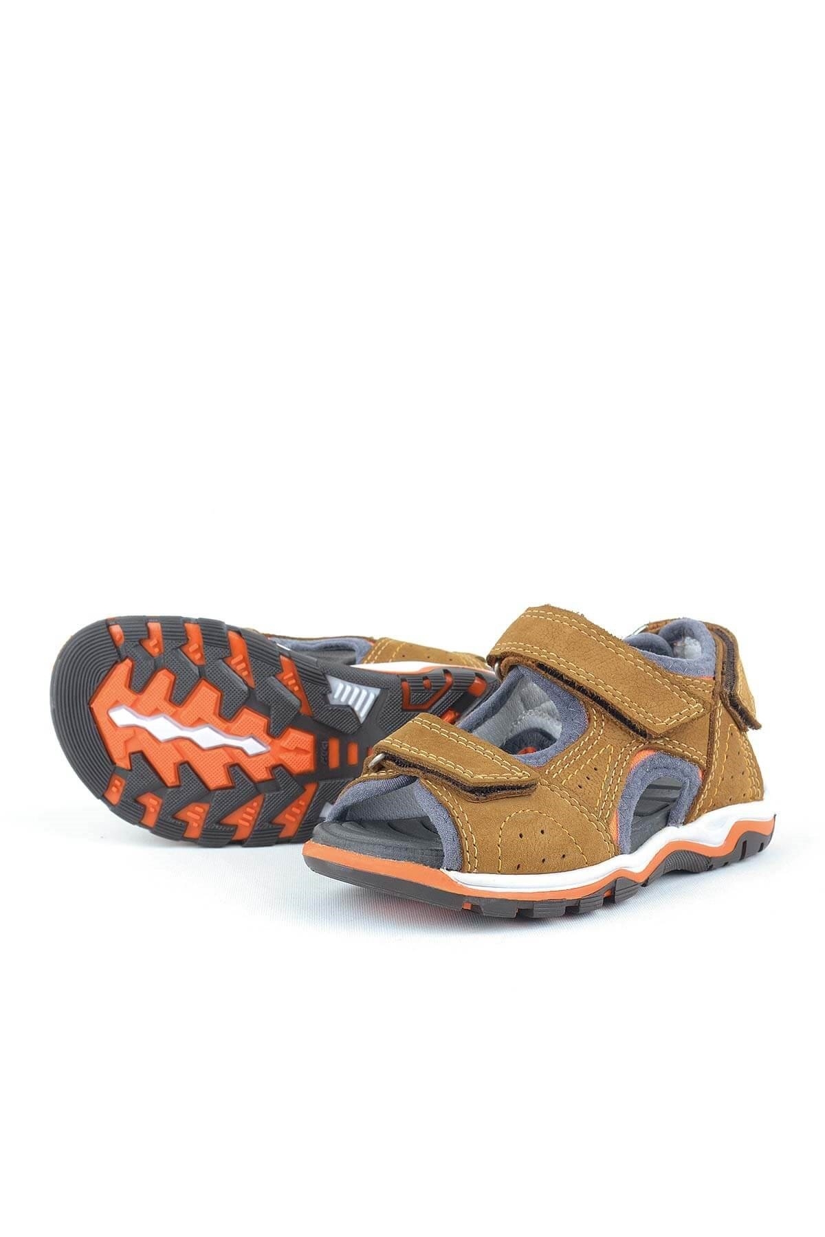 Hakiki Deri Taba Turuncu Erkek Çocuk Sandalet - Görsel 5